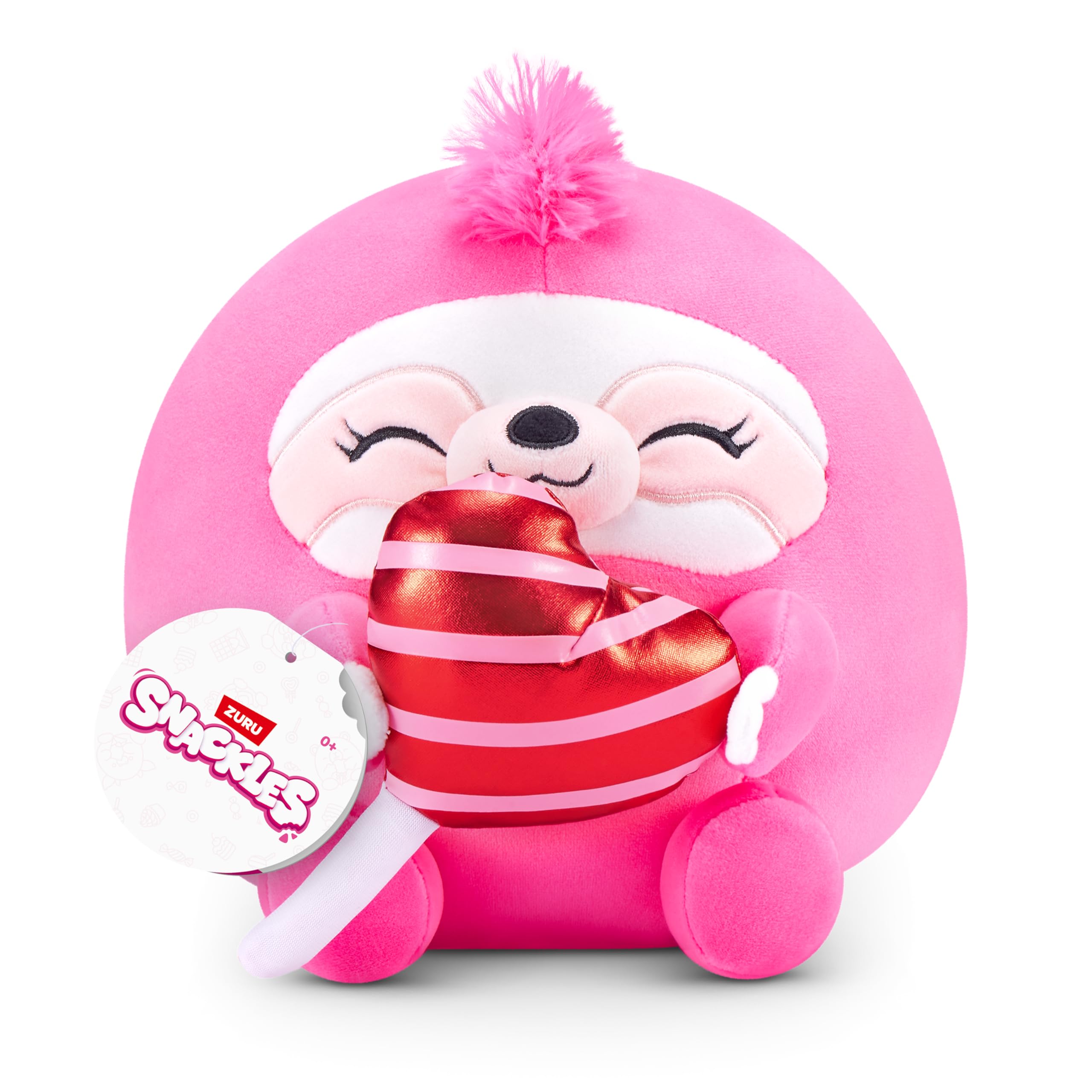 Snackles Valentines Sloth - 20 cm ZURU Cuddly Squishy Plush with Licensed Snack