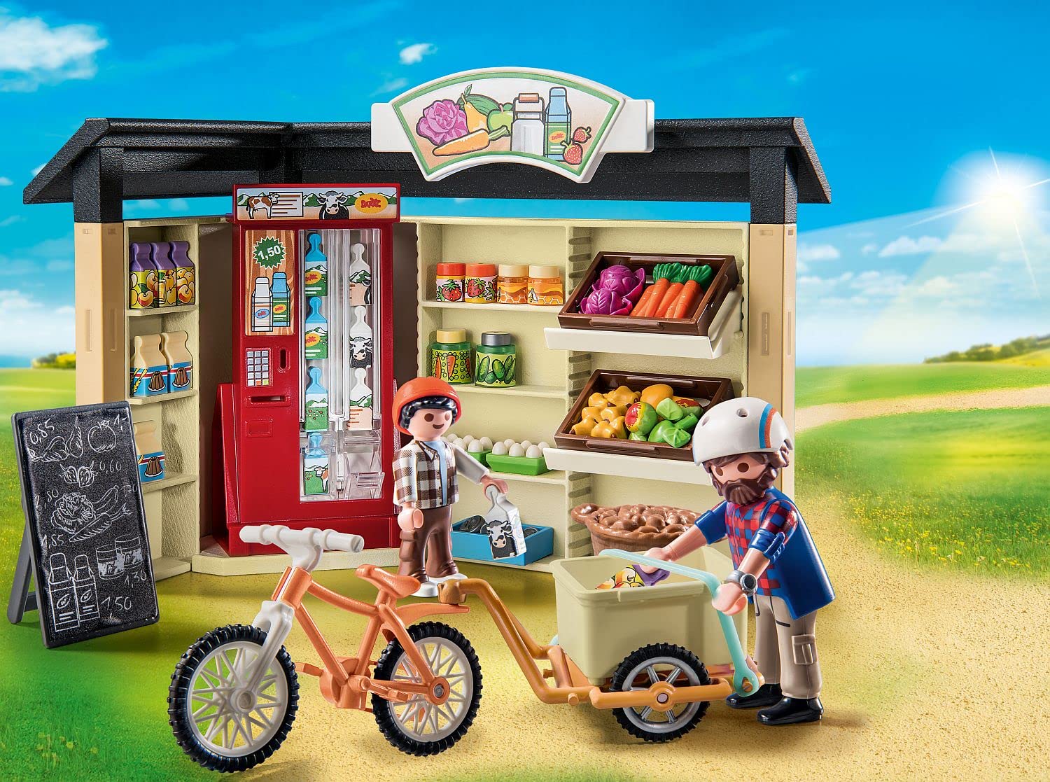 Playmobil 71250 Country Farm Shop Playset with Bike & Trailer - Sustainable Toy for Ages 4+ 5