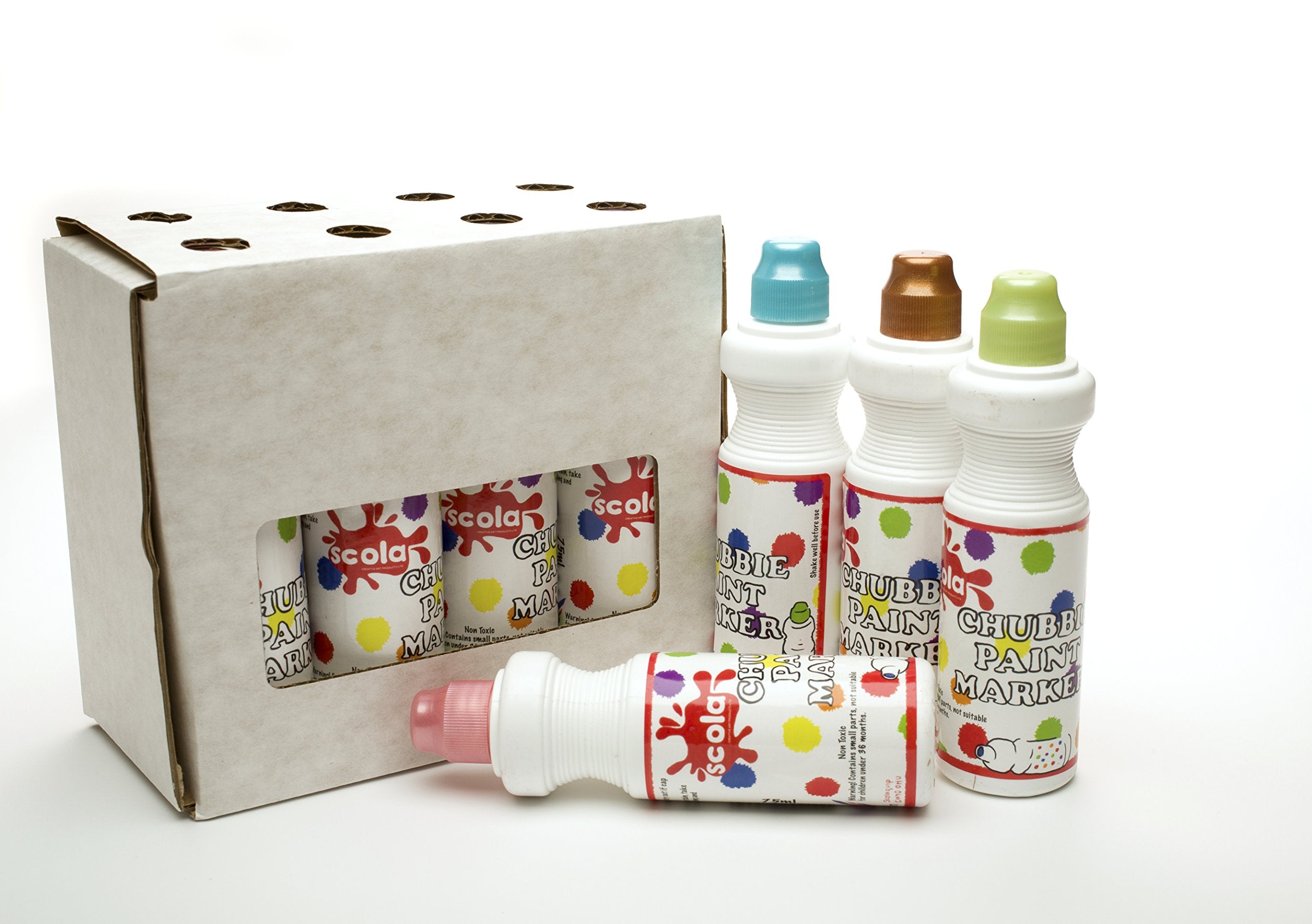 scola Chubbi Paint Markers - Pearlescent Colours | 8 Pack, 75 ml Bottles | Quick Drying