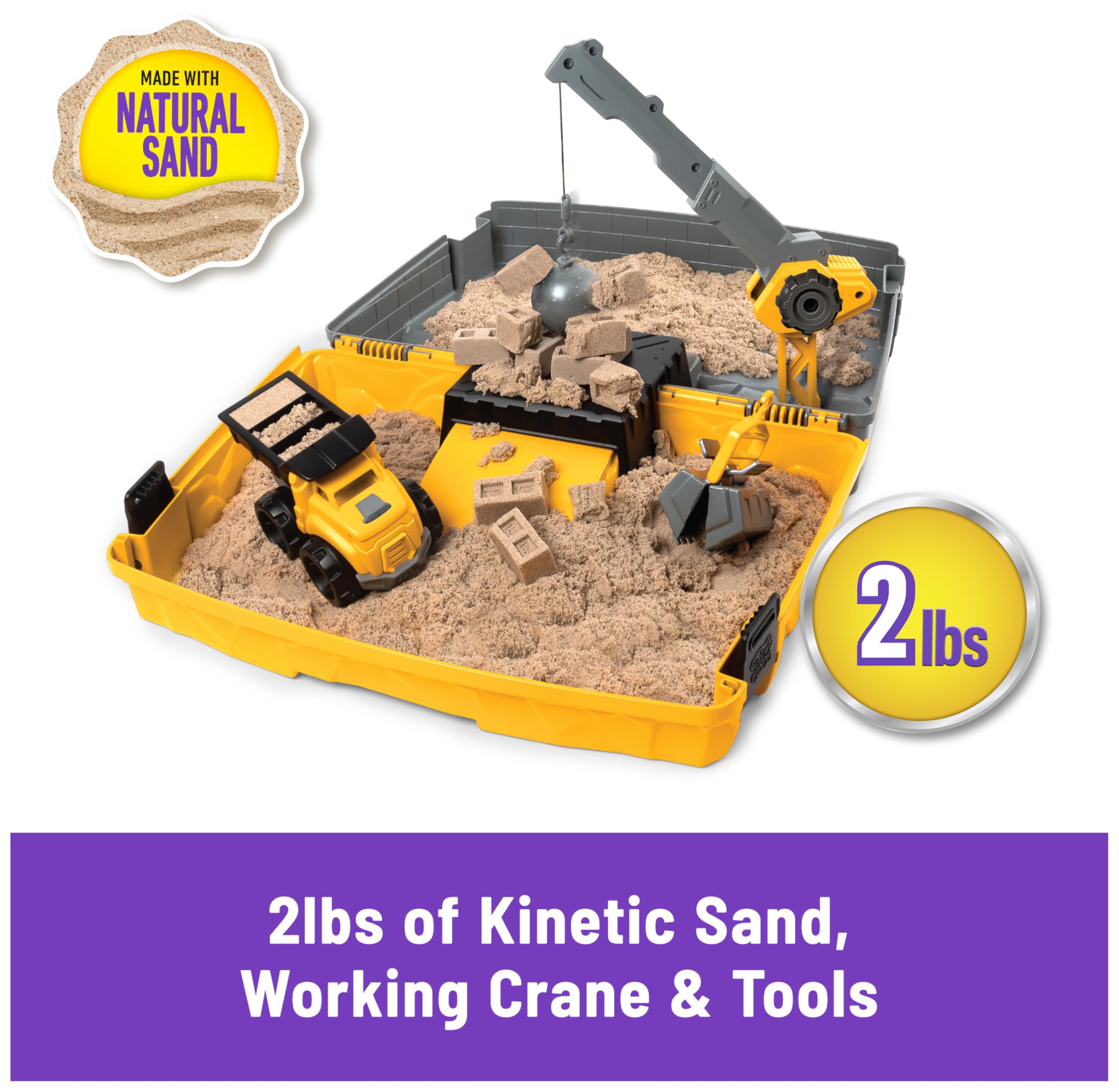 Kinetic Sand Construction Site Folding Sandbox Playset with Vehicle and 907g Sand | Ages 3+