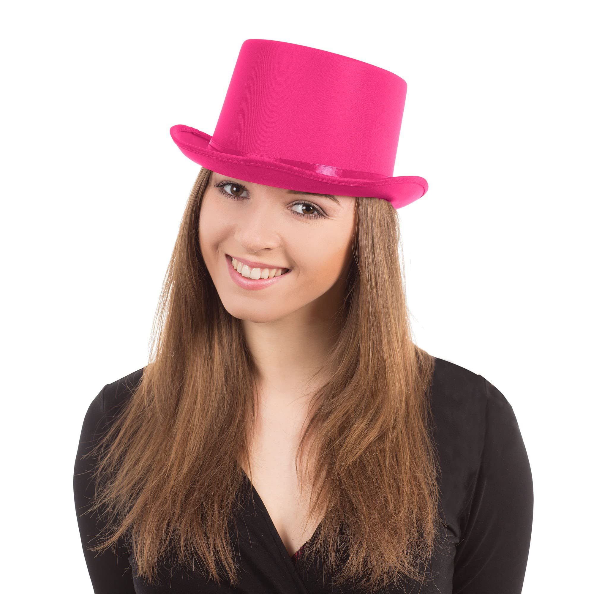 Vibrant Pink Satin Top Hat - Costume Accessory for Parties, Weddings, 1980s Events, Festivals, Music Shows, World Book Day, Halloween 9