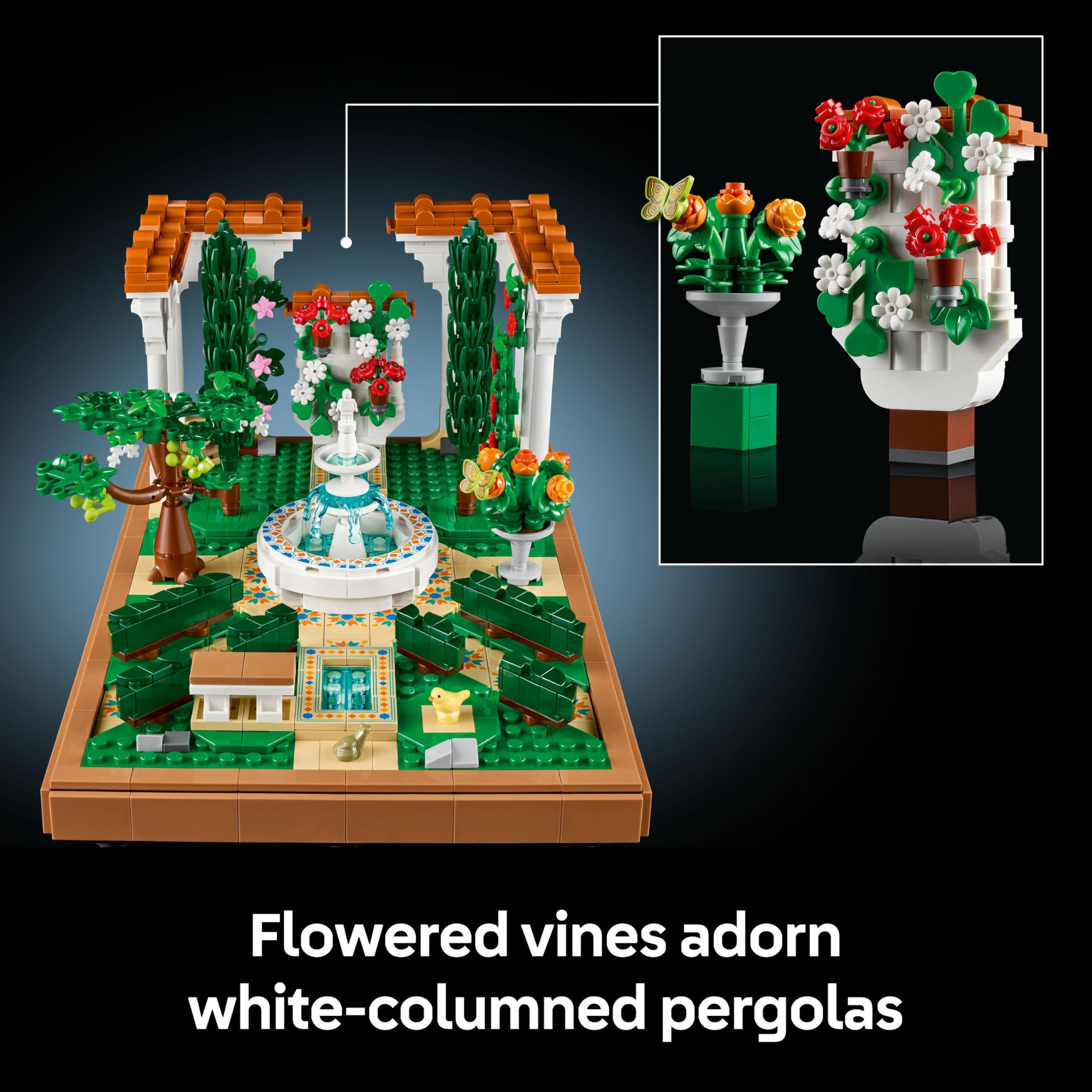 LEGO Icons Fountain Garden Building Set - 1302-Piece Decor Model for Adults 11