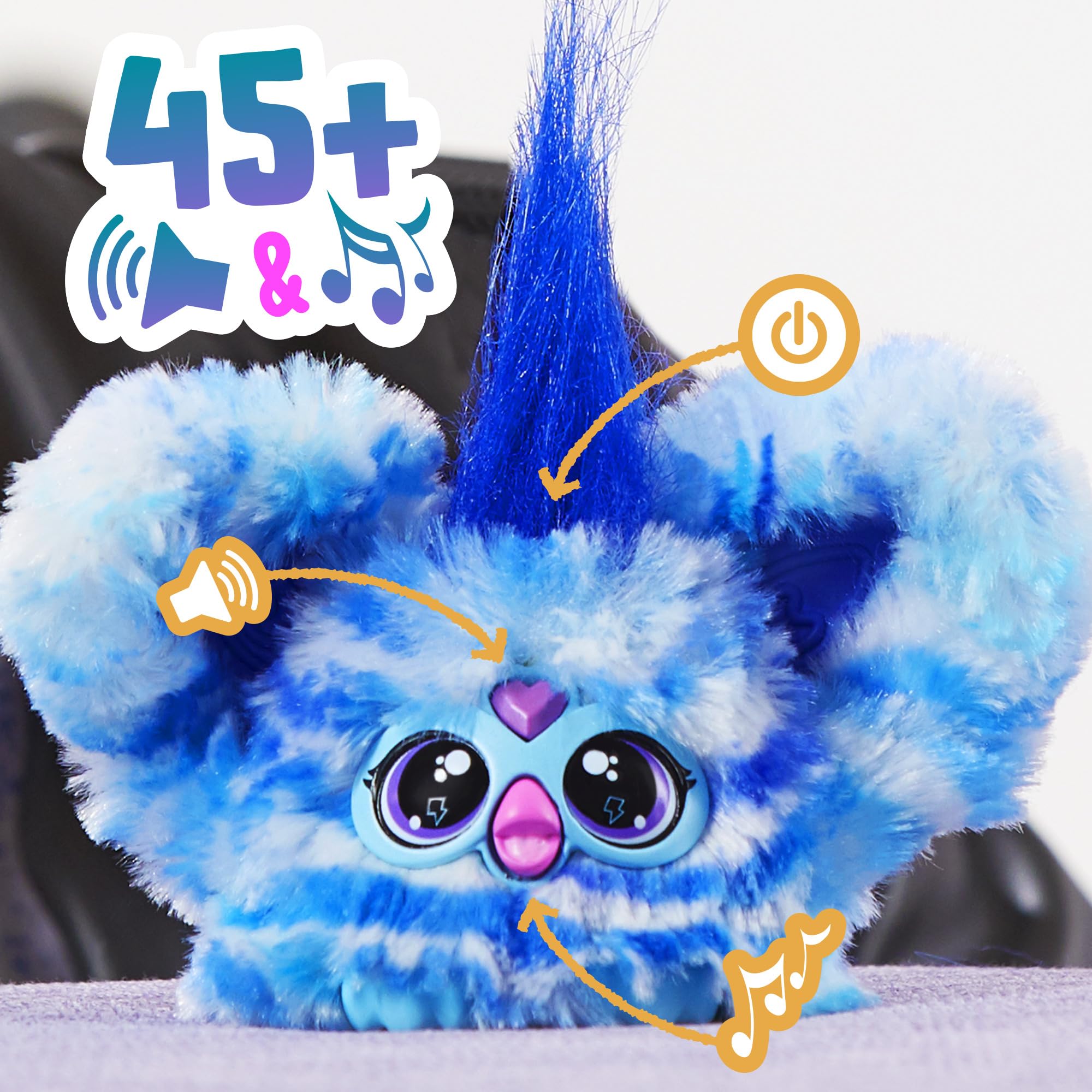 Furby Ooh-Koo Rock 'n' Roll Mini Electronic Plush Toy, Blue 17