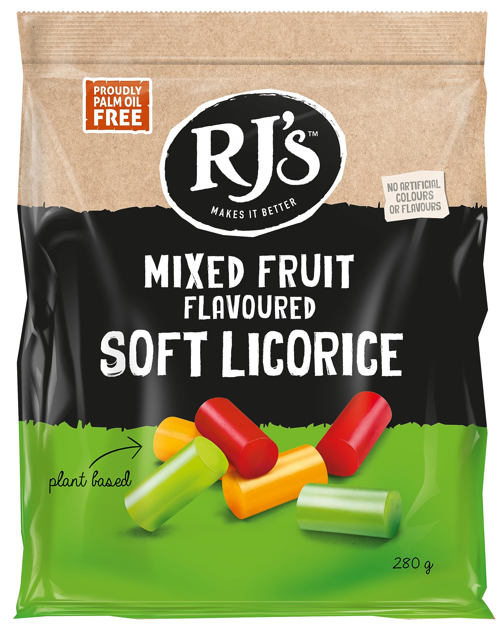 RJ's Mixed Fruit Flavoured Soft Eating Licorice - 280g Bag 3