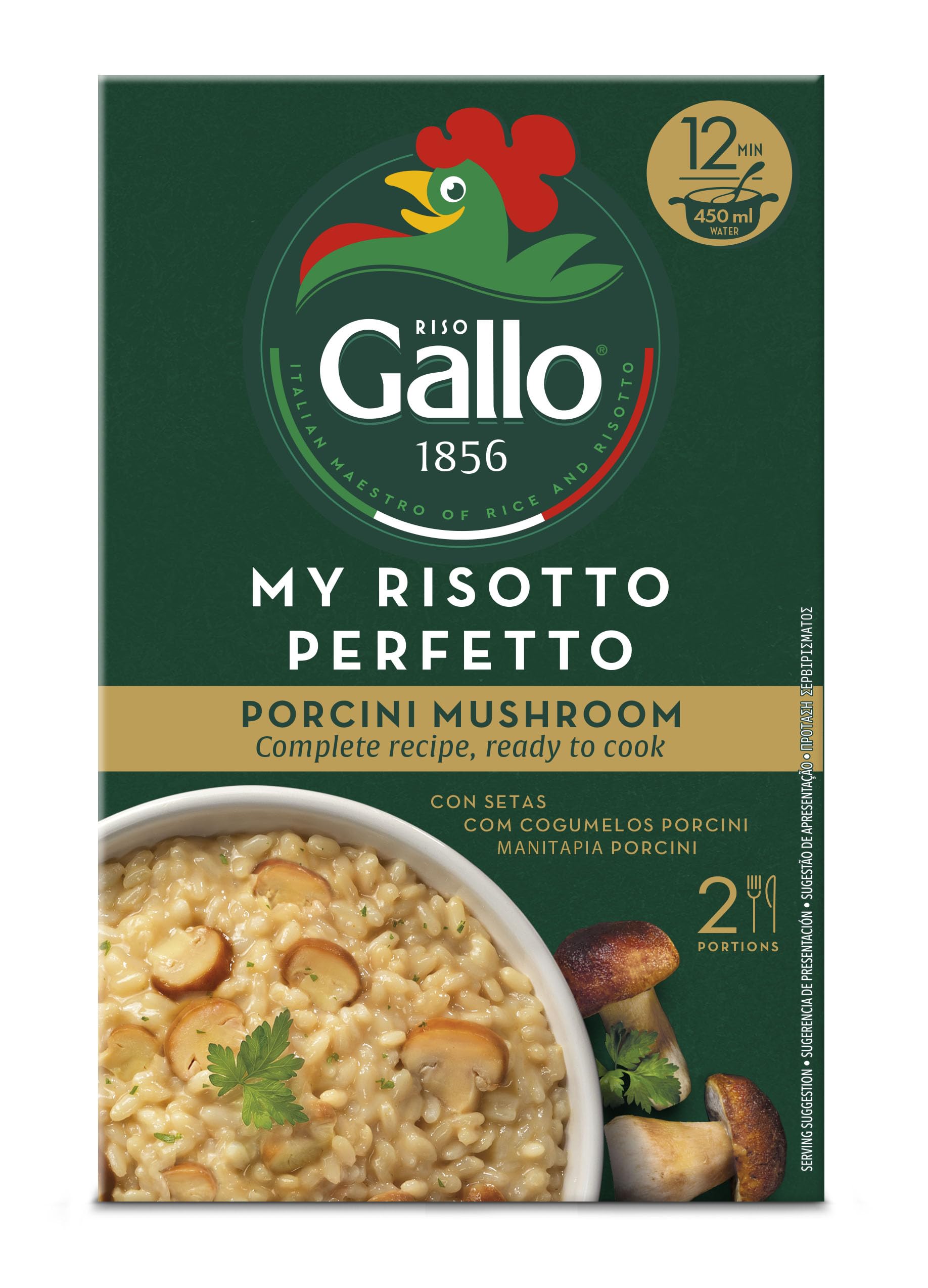 Riso Gallo My Risotto Perfetto Vegan Porcini Mushroom Ready-to-Cook Rice Mix | 175g Pack of 6 1