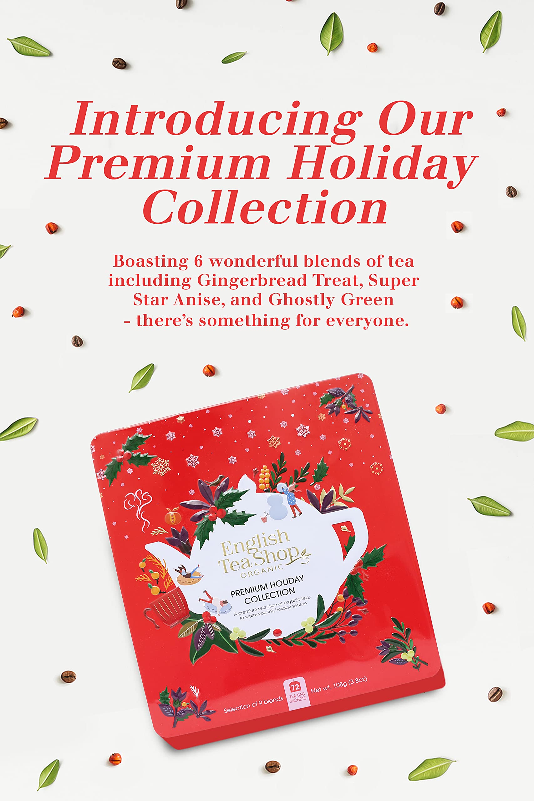 English Tea Shop Premium Holiday Collection Red Gift Tin - Organic Tea Variety Pack (72 Tea Bags) 4