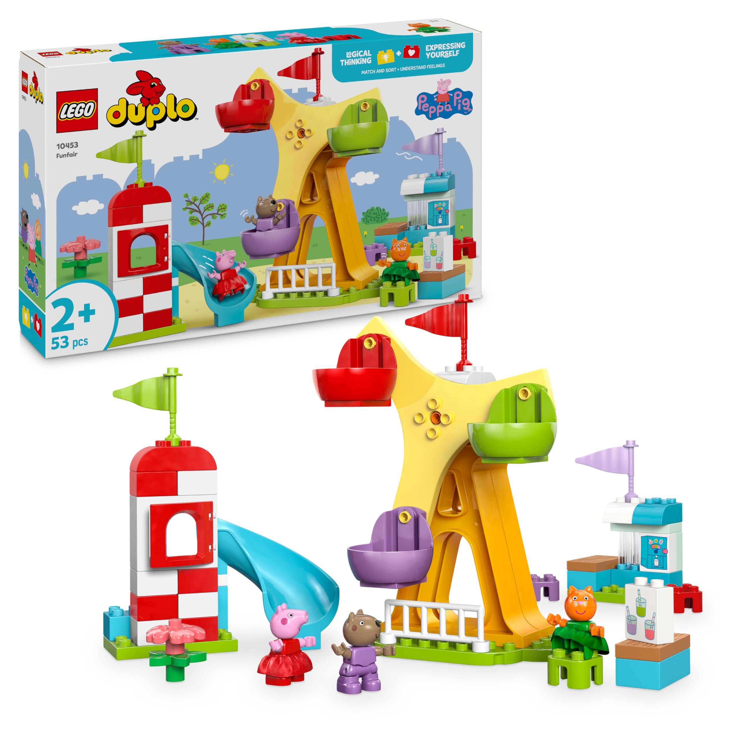LEGO DUPLO Peppa Pig Funfair Building Set - 2+ Years, Fine Motor Skills Toy | Model 10453