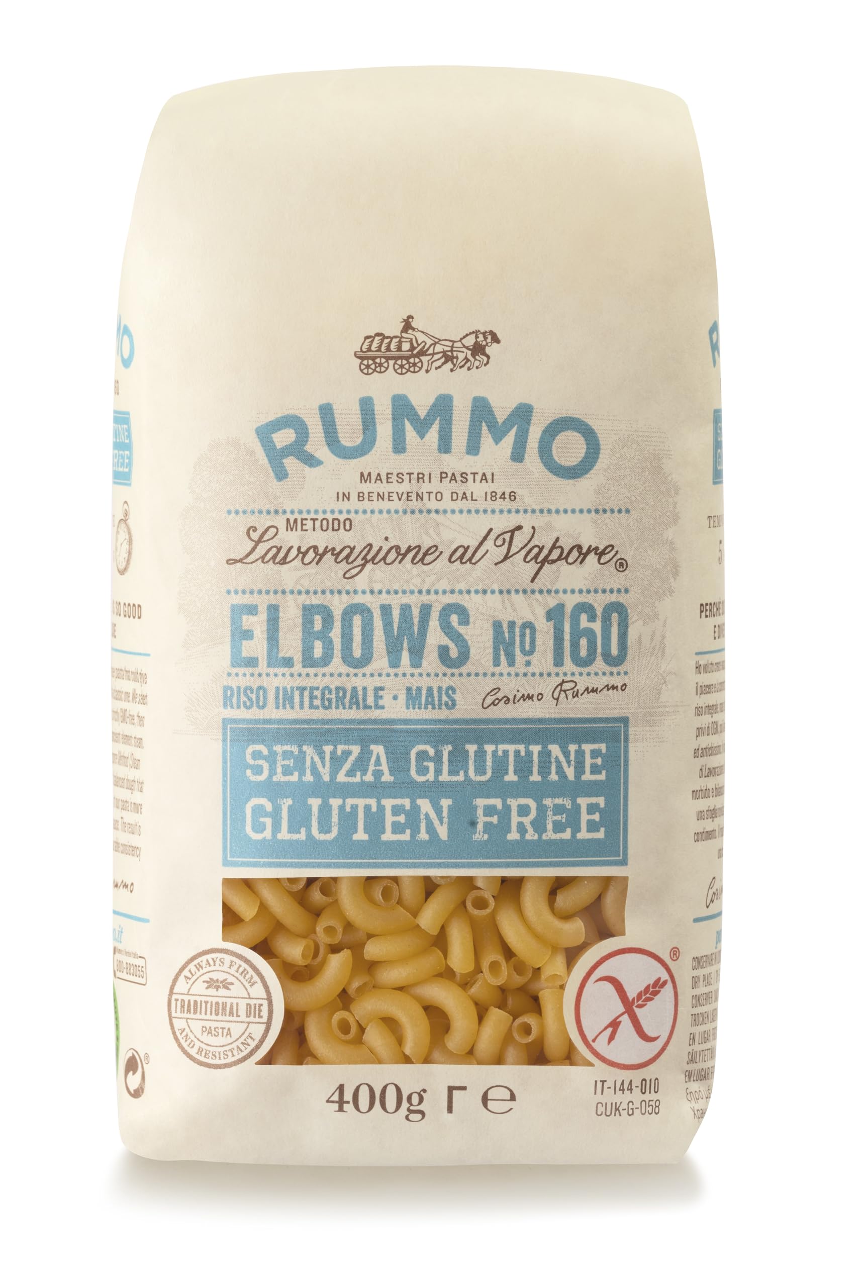 Rummo Gluten Free Elbow Pasta No.160 - Italian Rice & Corn Pasta 1