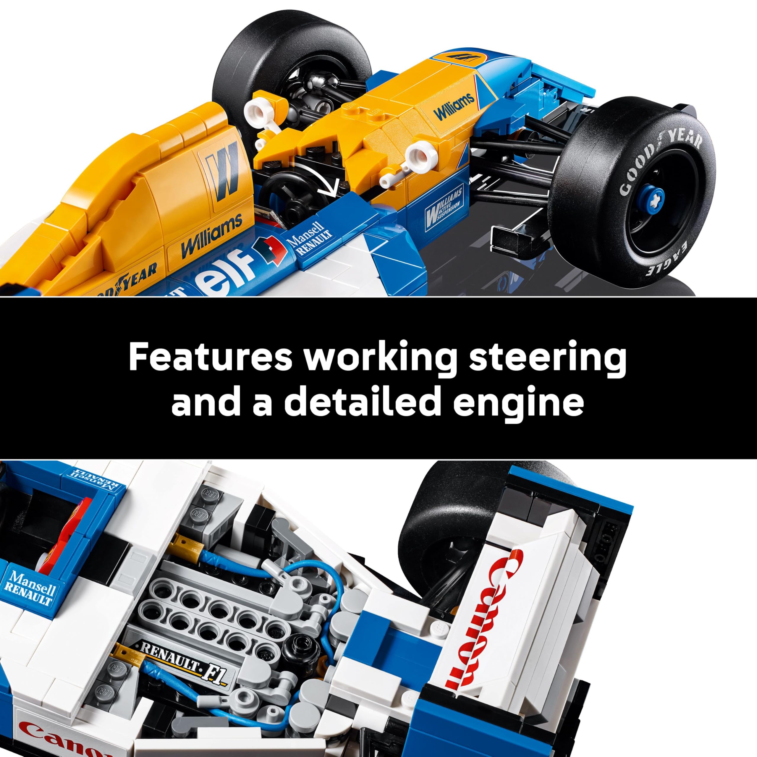 LEGO Icons Williams Racing FW14B & Nigel Mansell F1 Car Model Set - 799-Piece Building Kit for Adults 5