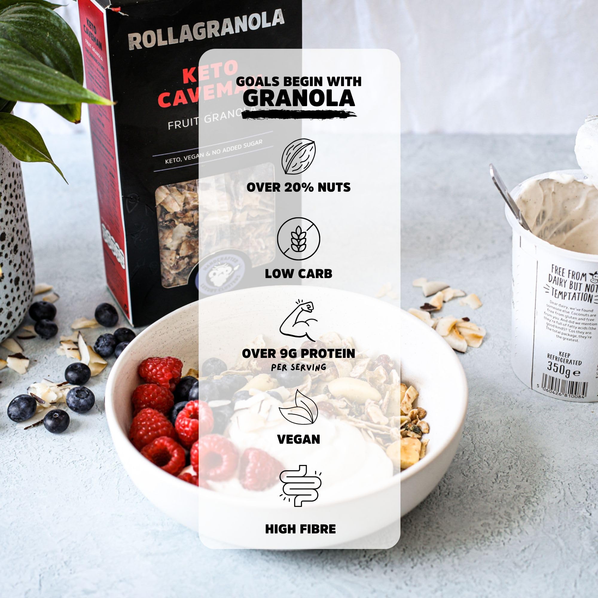 Rollagranola Keto Caveman Fruit Granola - Low Carb, High Energy | 3 x 300g Box