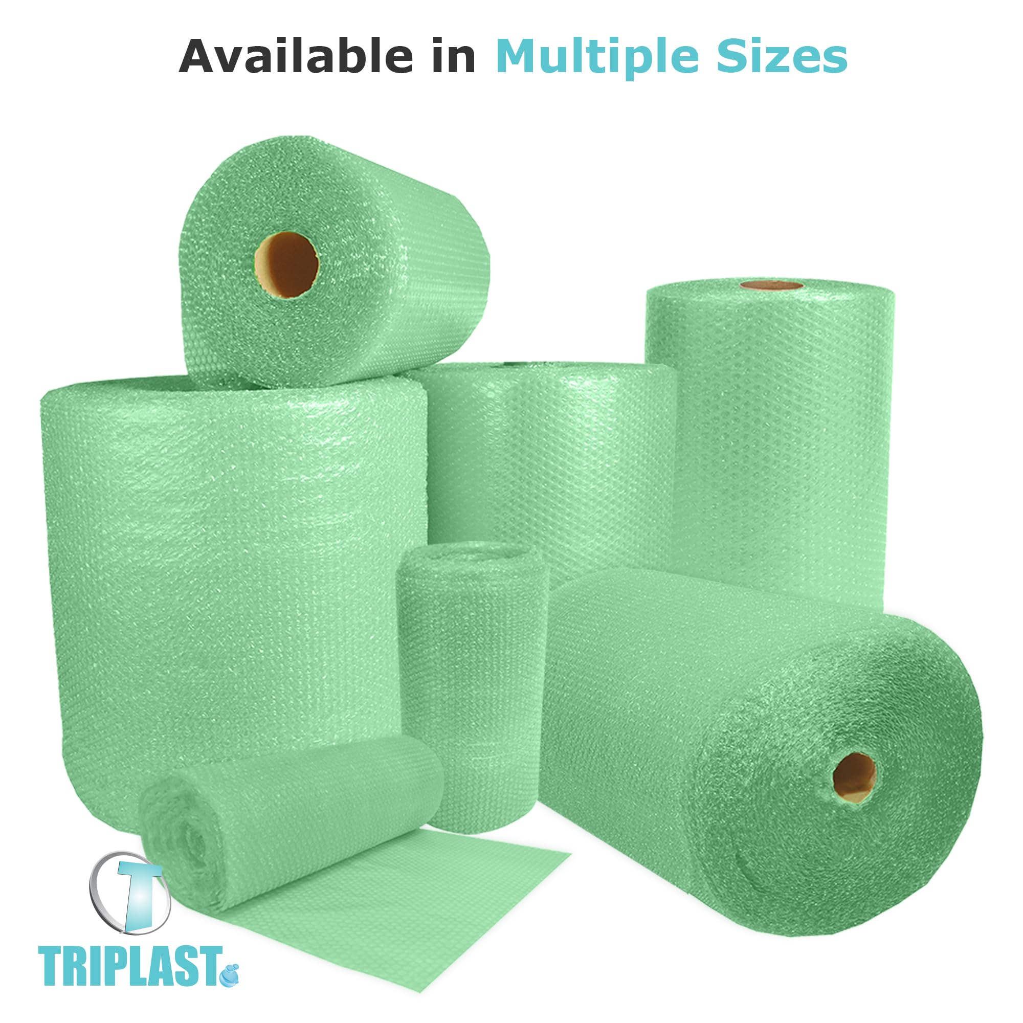 Triplast Biodegradable Green Bubble Wrap Roll - 300mm x 10m | Small 10mm Bubbles | Recyclable LDPE 6