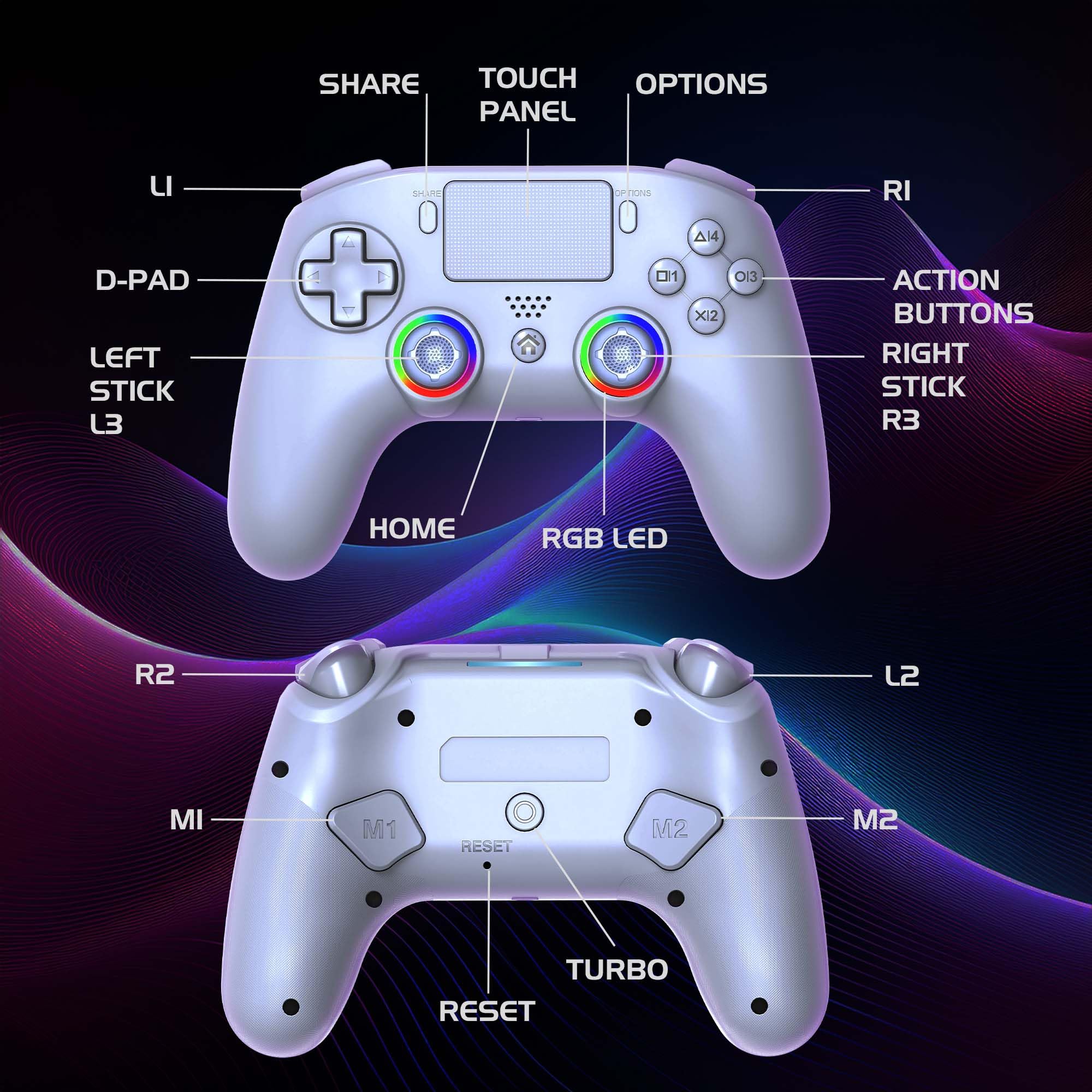Subsonic – Wireless PS5/PC Controller with Programmable Paddles, RGB LEDs & Turbo Function 13