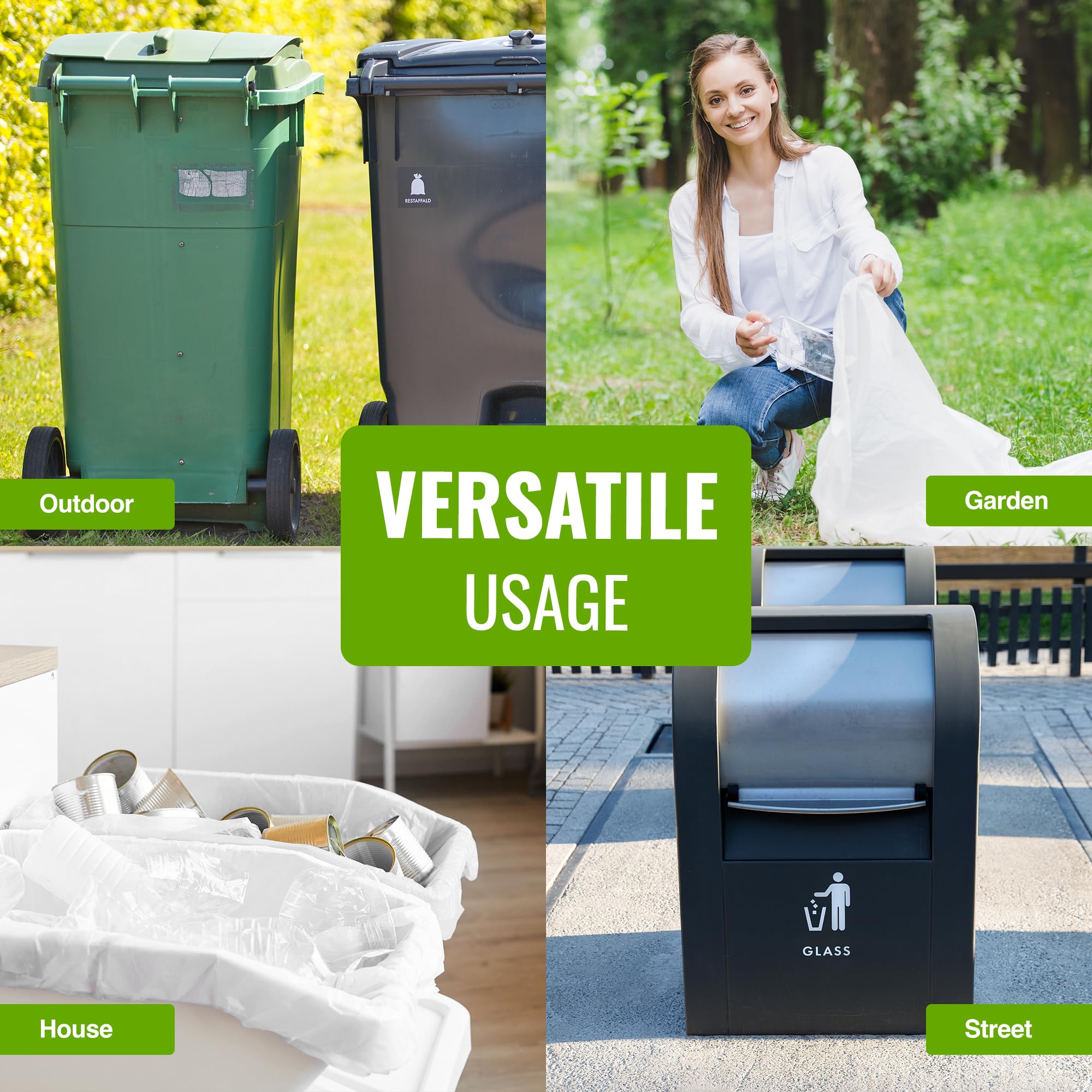 EcoBag 40 Pack Heavy Duty White Bin Liners - 100L - 22 Microns - Extra Strong 7