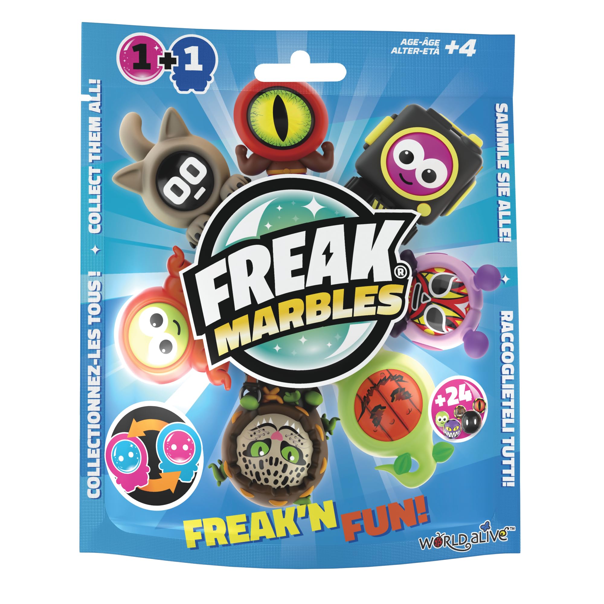 Freak Marbles Blind Pack - Collectible Character Figures with Unique Powers and Skins