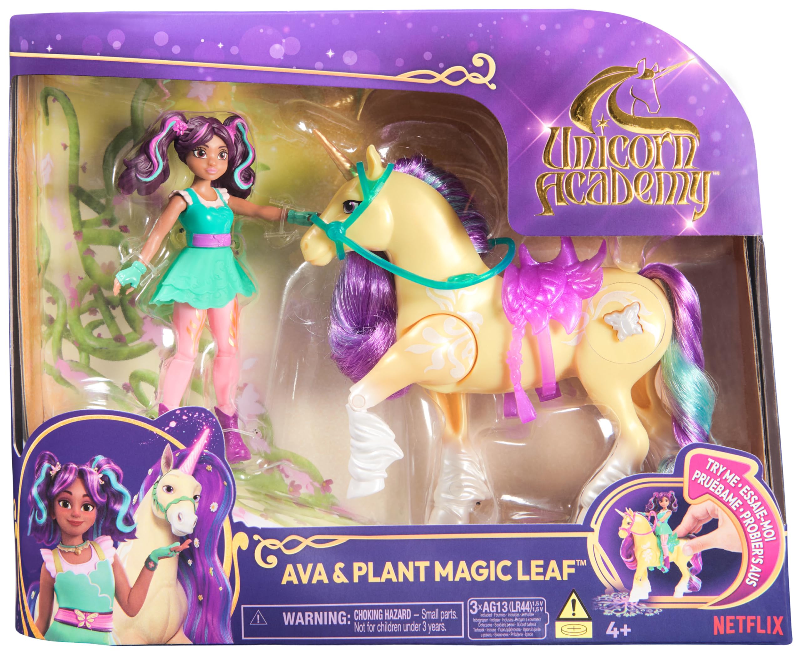 Unicorn Academy Ava & Leaf Plant Magic Playset - Light-Up Unicorn Toy with Poseable Doll for Ages 4+ 1