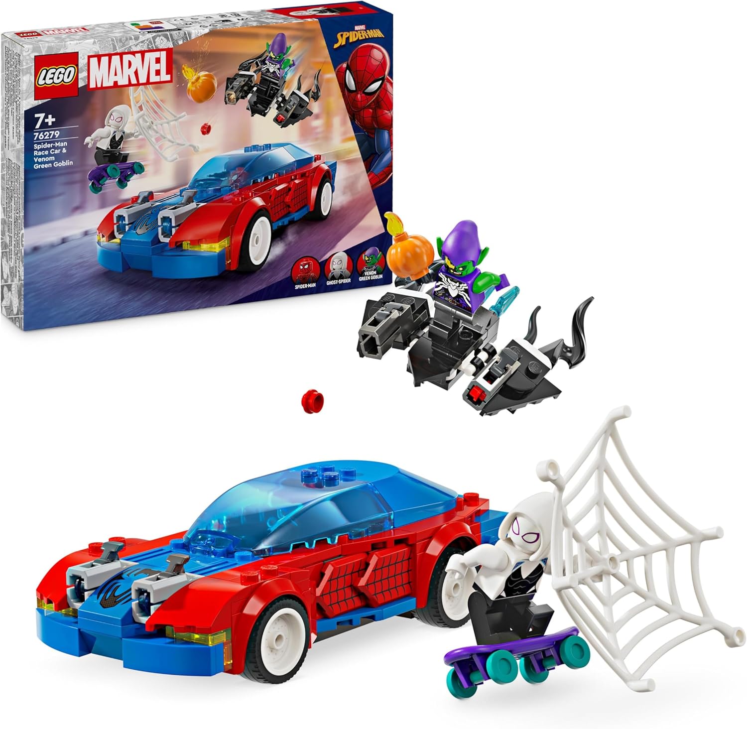LEGO Marvel Spider-Man Race Car & Venom Green Goblin - Super Hero Building Toy for Kids 7+ 1