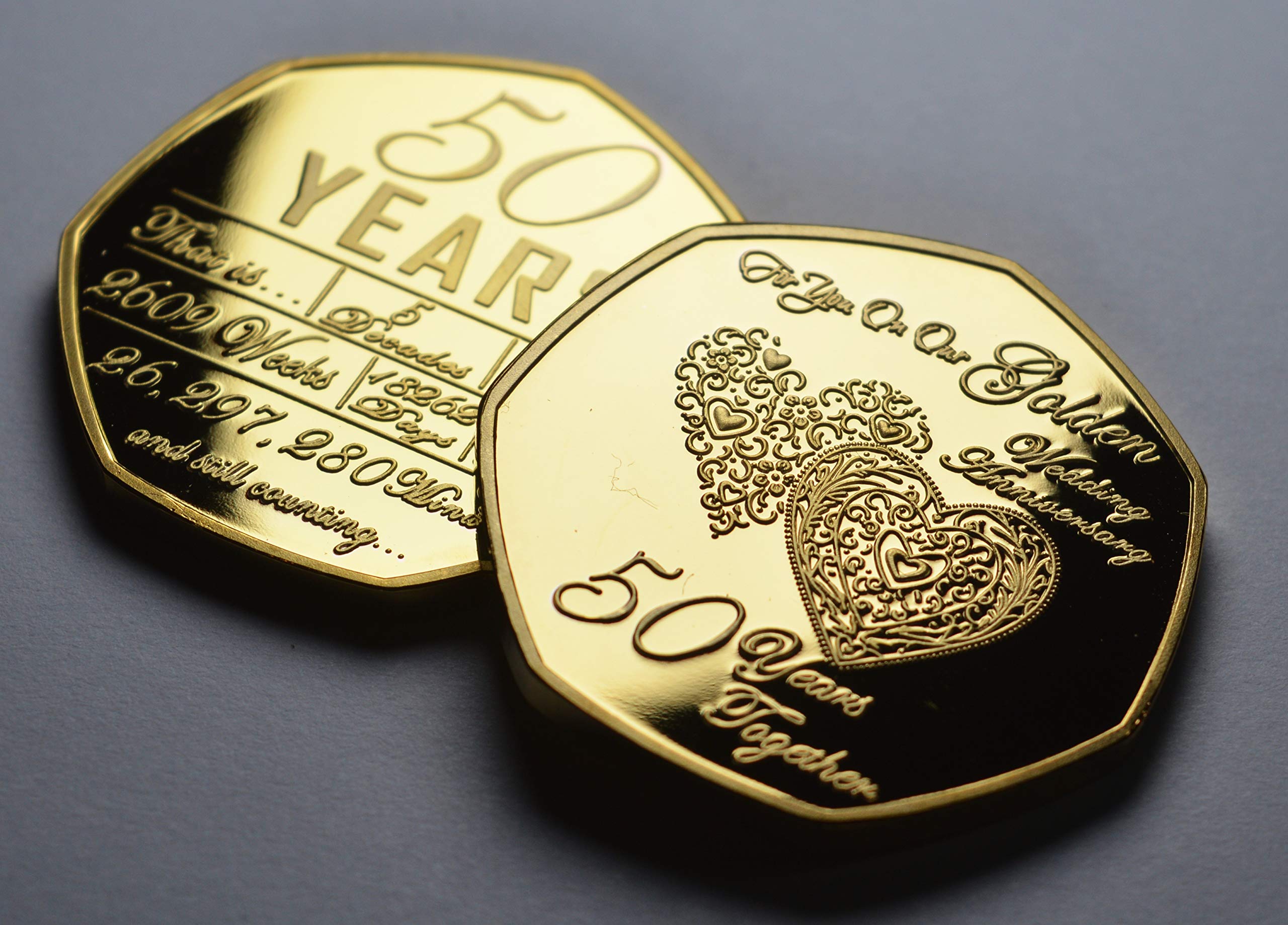 The Commemorative Coin Company 50th Wedding Anniversary Golden Commemorative Coin - 24ct Gold Proof Finish 1