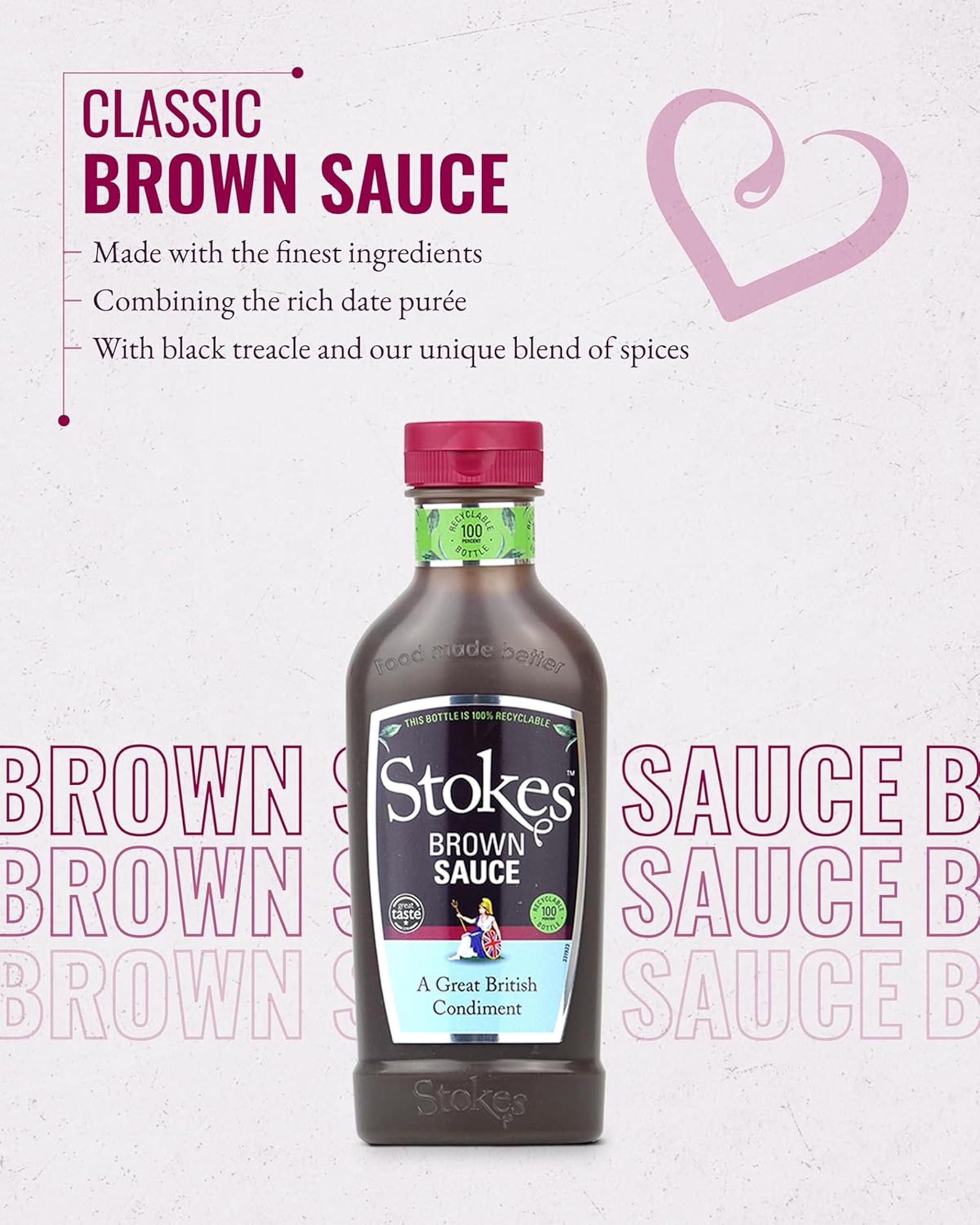 Stokes Real Brown Sauce 3PK SQUEEZY - Rich & Spicy Brown Sauce with Date Purée & Black Treacle 4