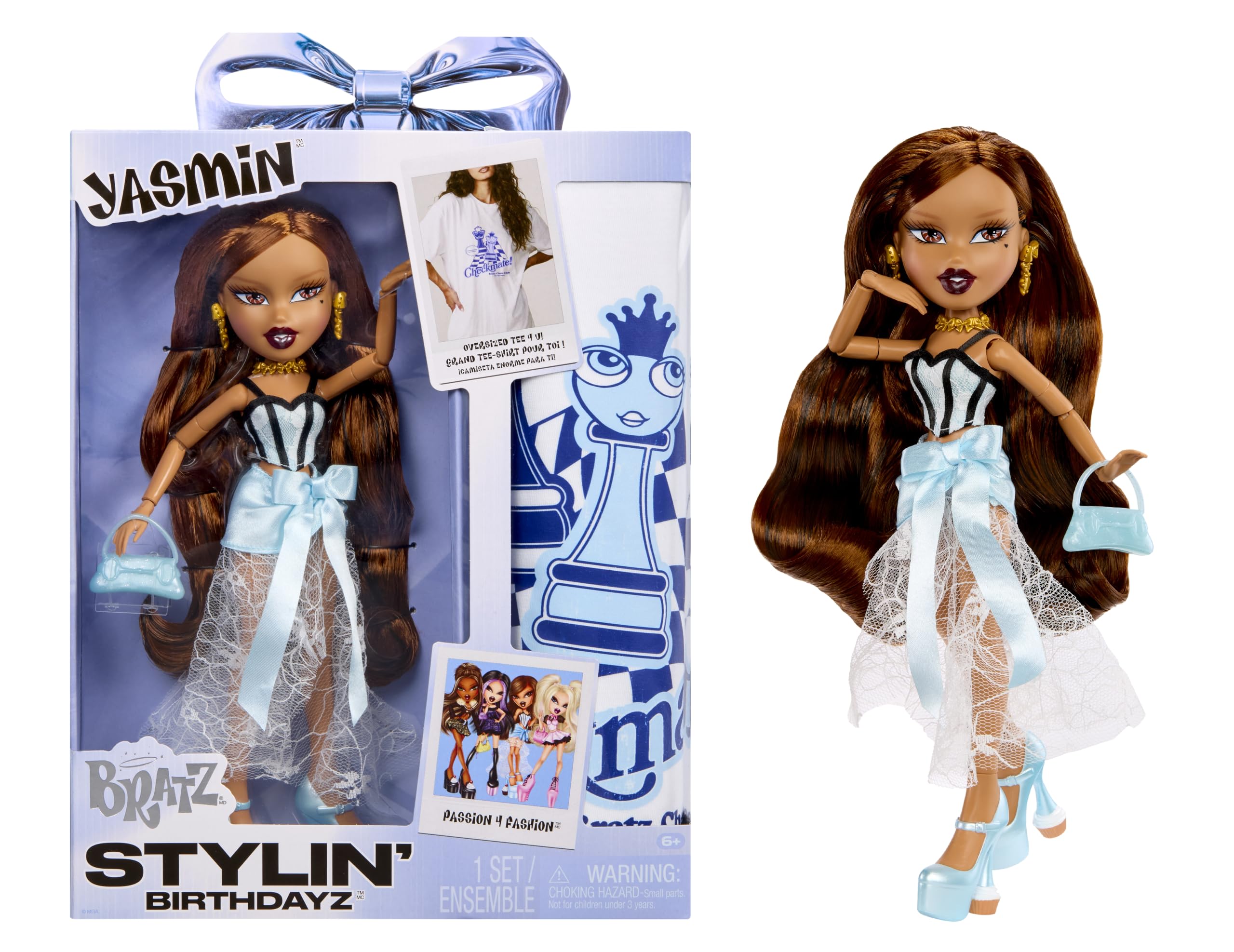 Bratz Stylin’ Birthdayz Yasmin Doll - Includes Adult Unisex XL T-Shirt | Ages 6+ 1
