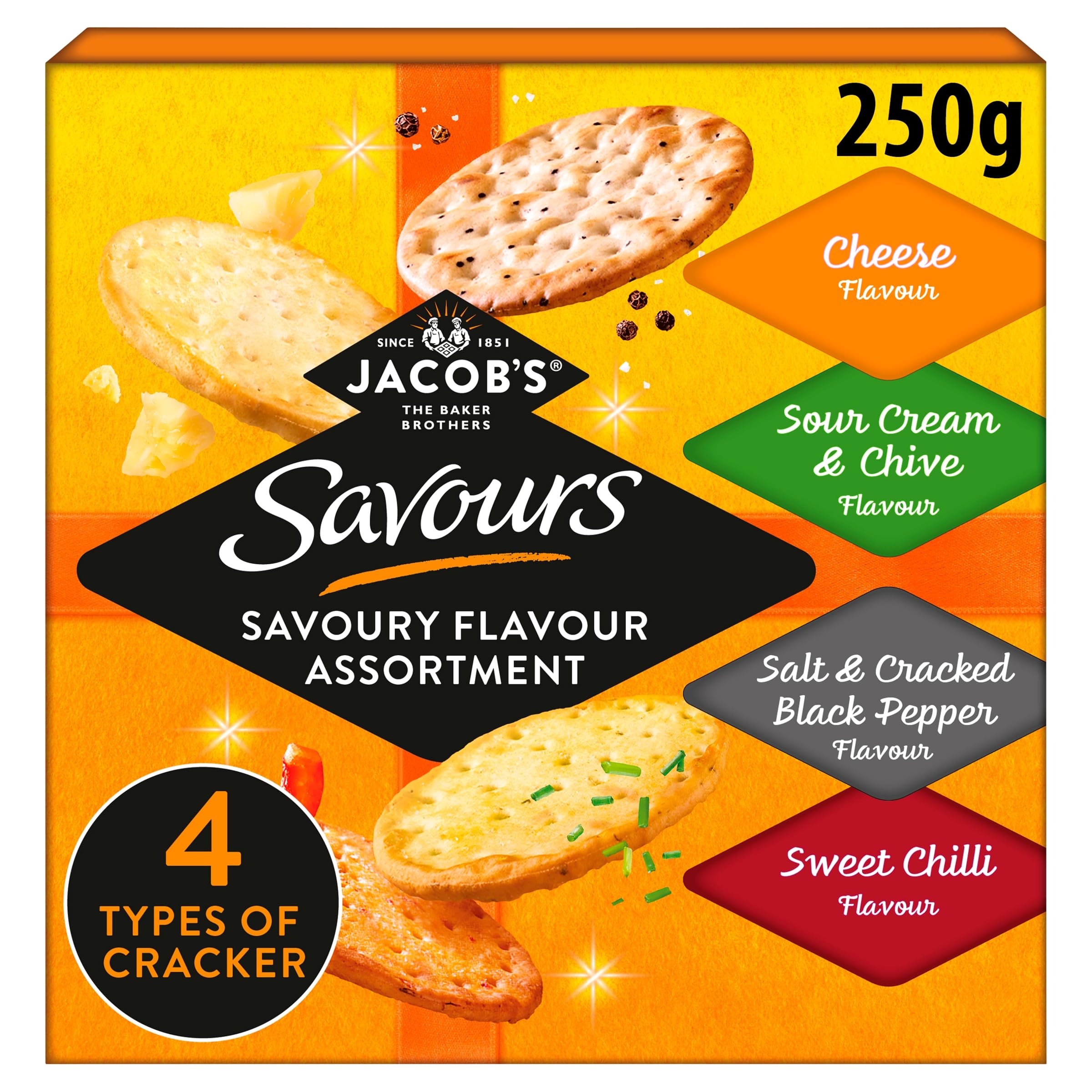 JACOB'S Savours Flavours Assortment - Selection Box of Cheese Crackers 6