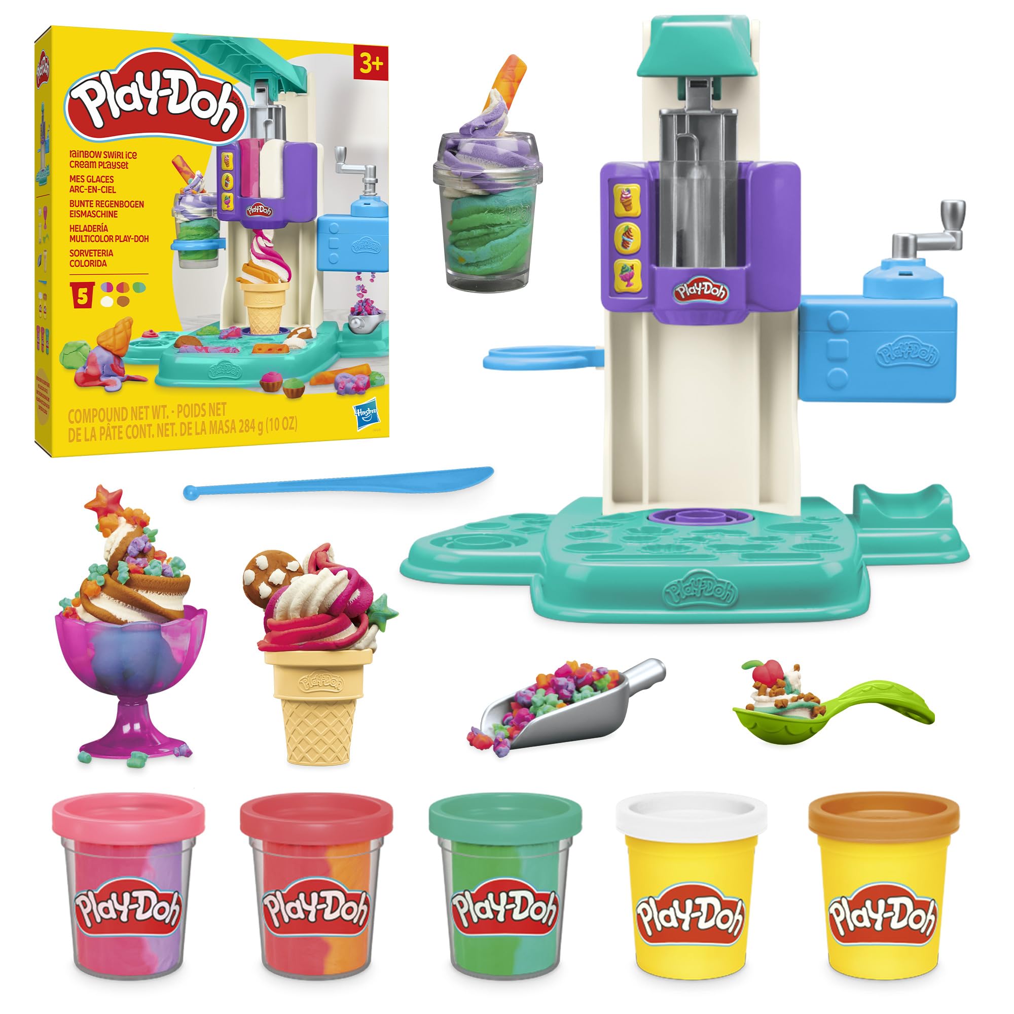 Play-Doh Rainbow Swirl Ice Cream Playset - Creative Arts & Crafts Toy for Kids 3+ 1