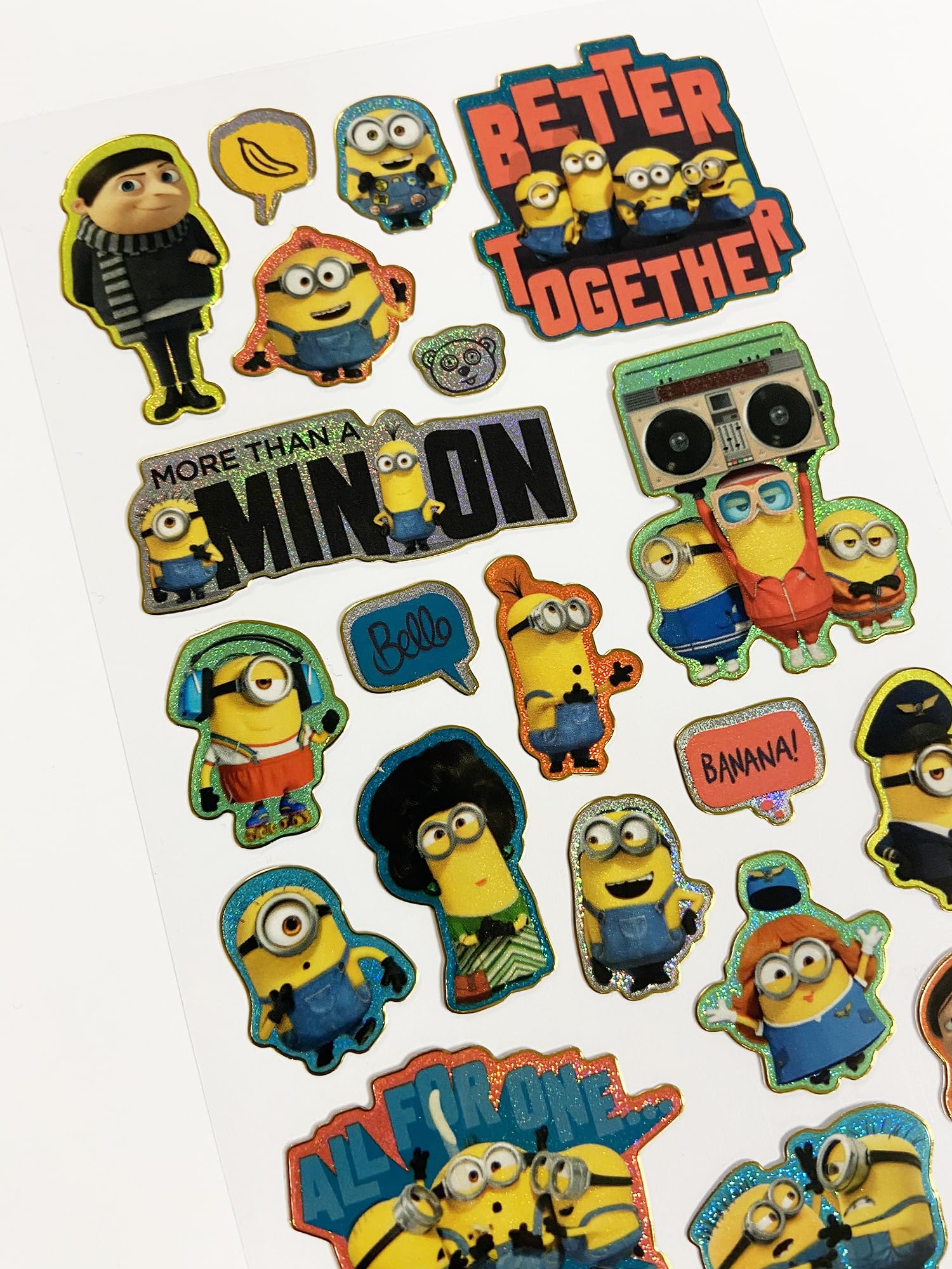 Paper Projects Minions: The Rise of Gru Sparkly Reusable Stickers - Reusable | 19.5cm x 9.5cm 4