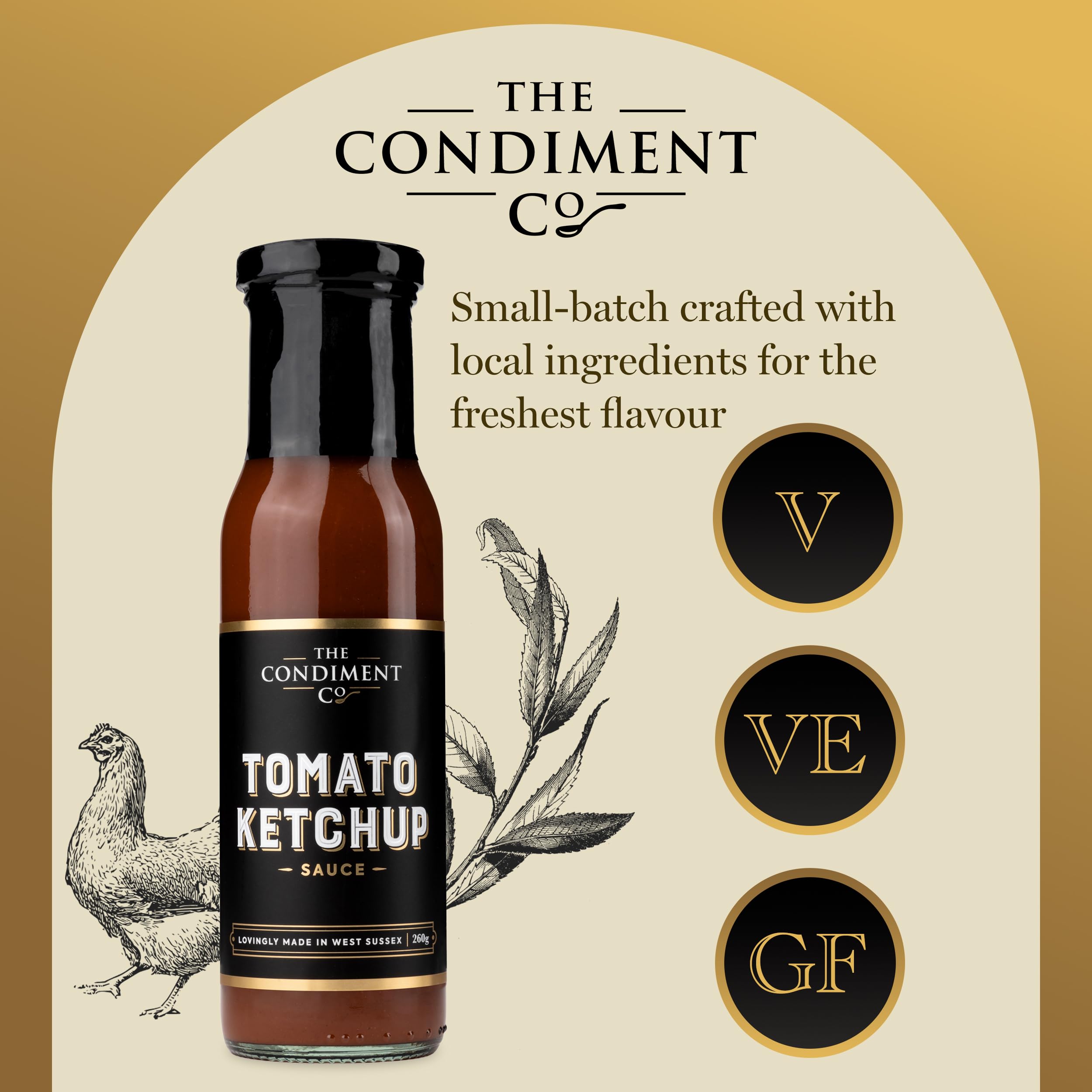 The Condiment Company Tomato Ketchup - Rich Classic Flavour, Vegan & Gluten Free | 260g Bottle