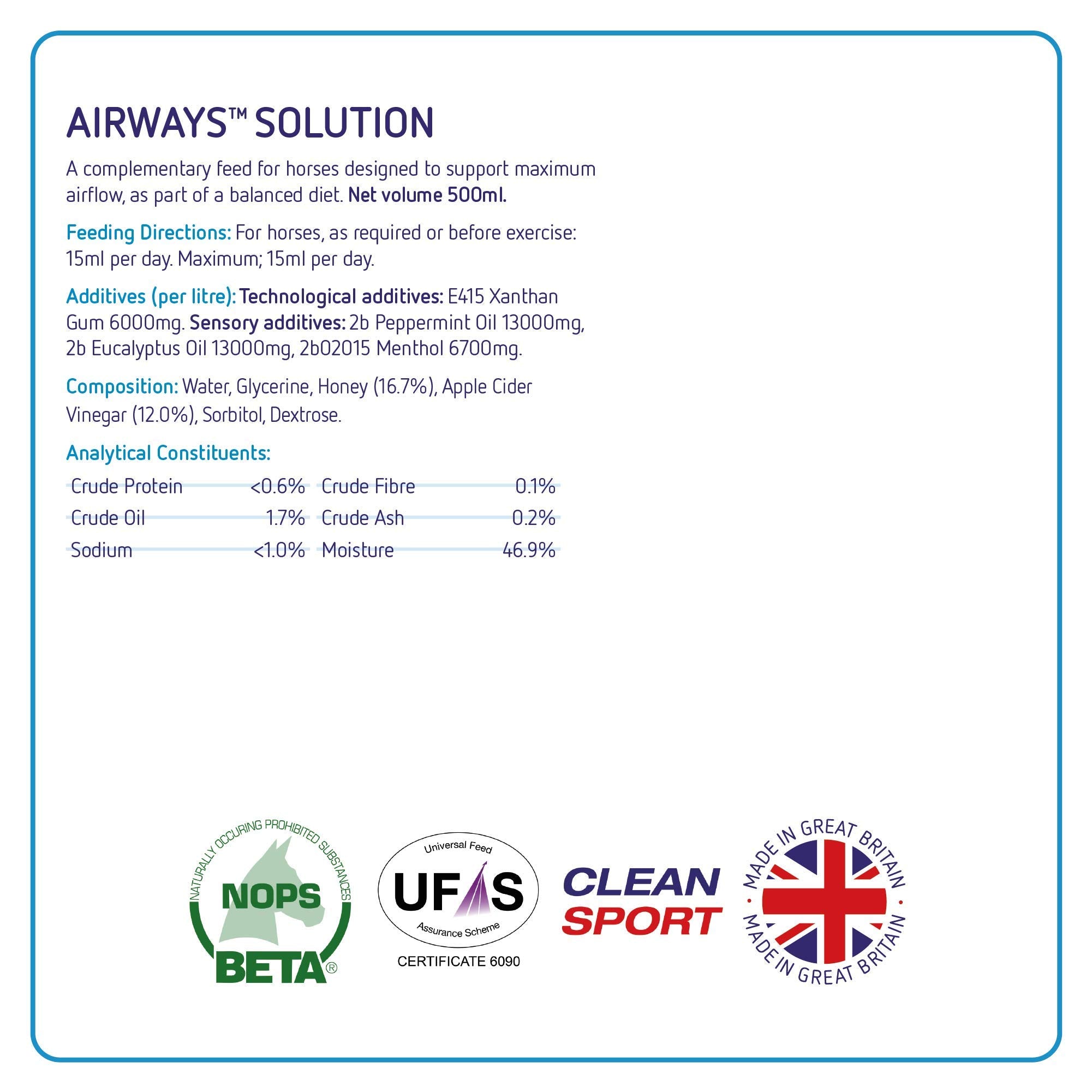 Equine America Airways Solution - Supports Respiratory Health | 500ml 3