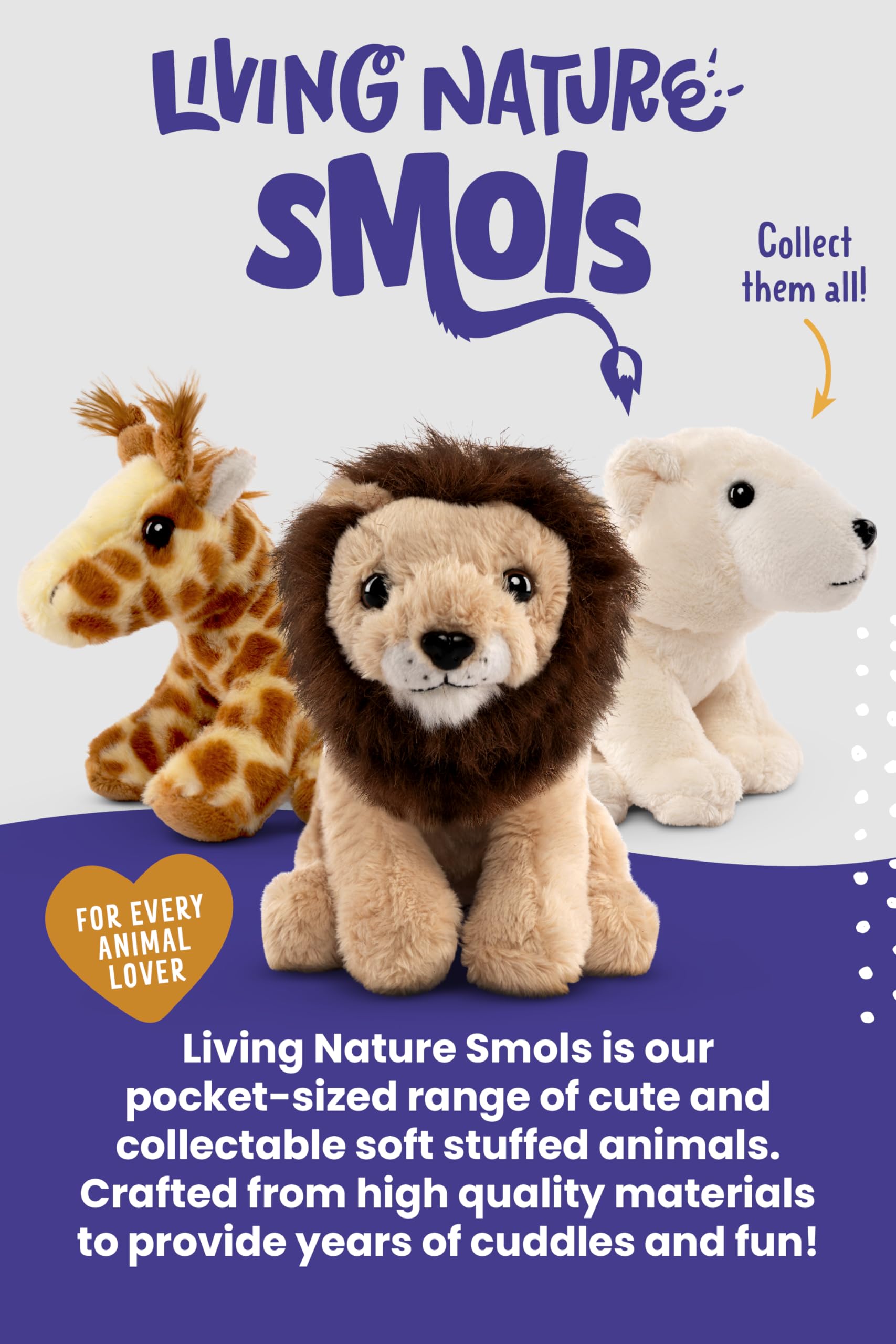 Living Nature SMOLS Barn Owl Plush Toy - Realistic & Eco-Friendly Cuddly Owl for All Ages 6