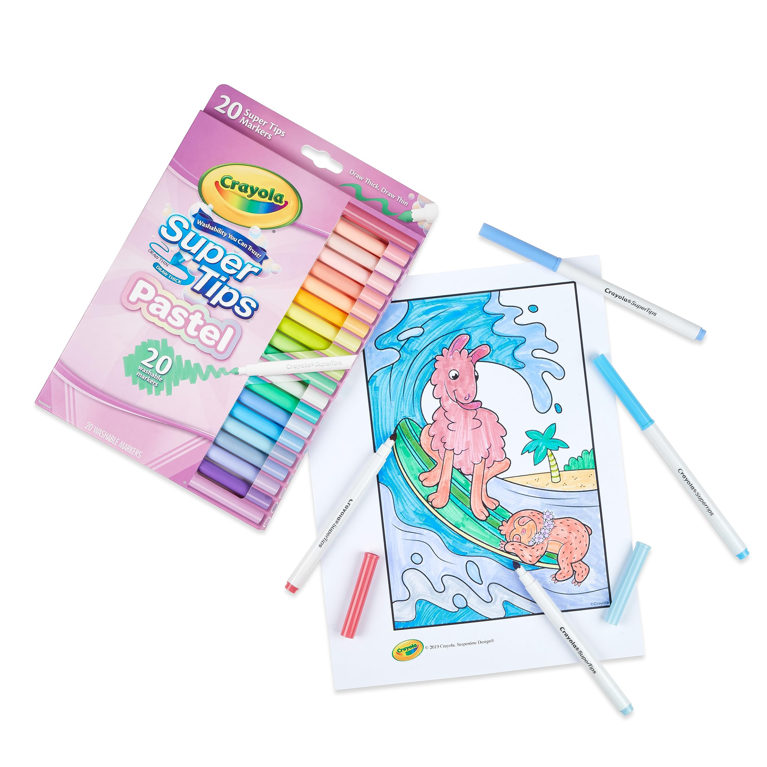 CRAYOLA Pastel SuperTips Washable Markers - 20 Count Conical Tip for Fine & Thick Strokes 3