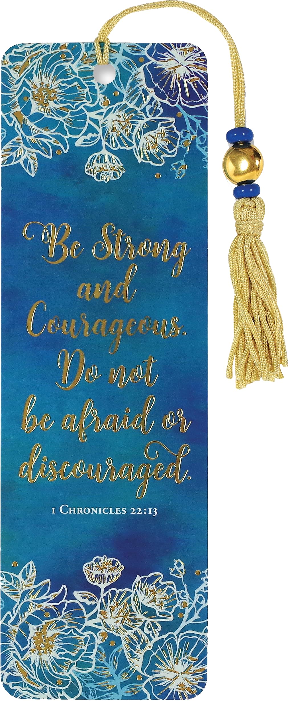 Peter Pauper Press Be Strong and Courageous Beaded Bookmark | Deep Blues, Teals, White, Gold