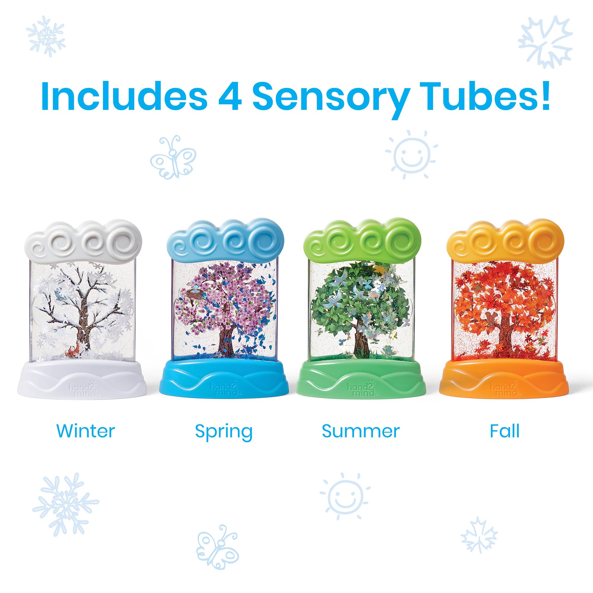 hand2mind Learning Resources Changing Seasons Sensory Tubes for Kids Ages 3+ | 4-Piece Set