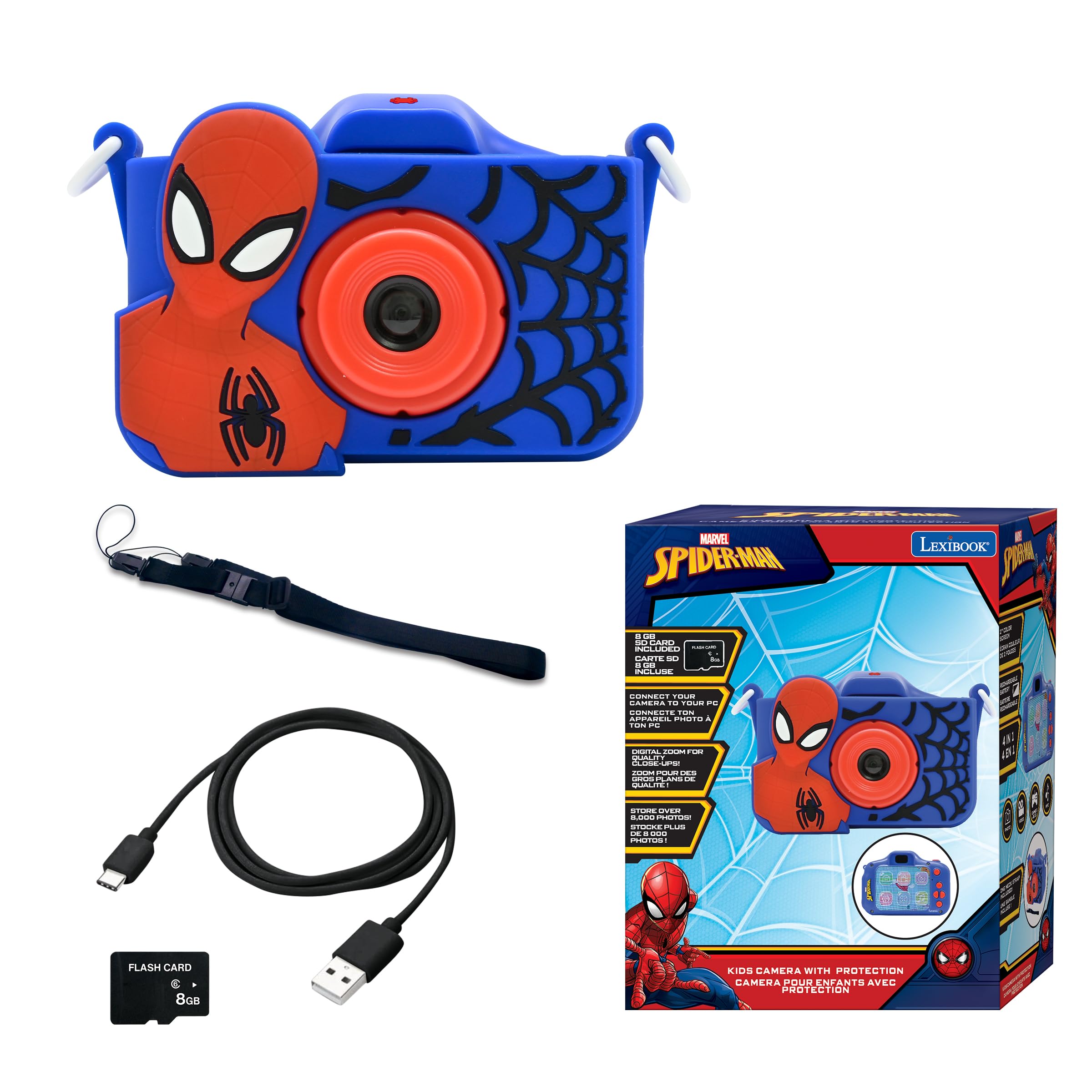Lexibook DJ078SP Spider-Man 4-in-1 Kids Camera with 8GB Card, MP3 Player & Games