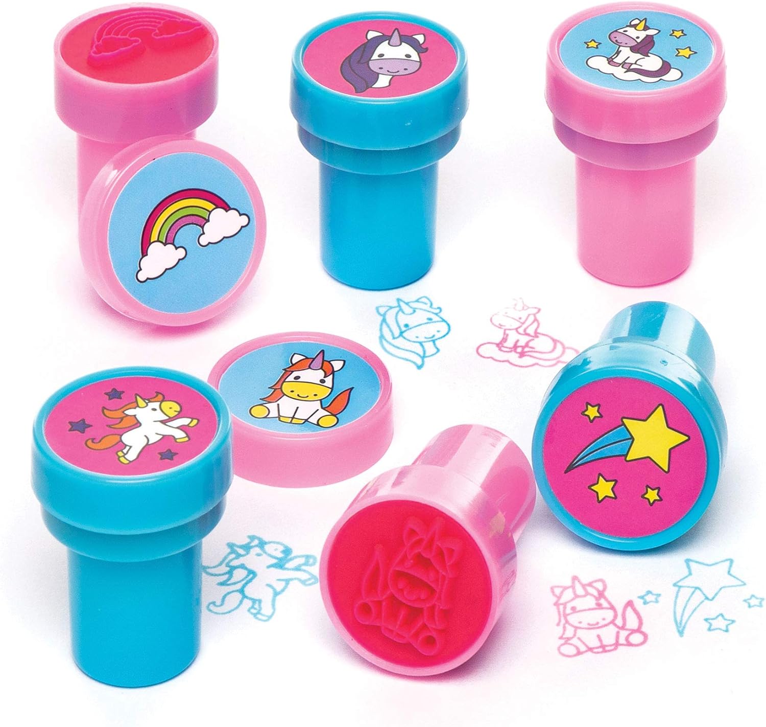 Baker Ross Rainbow Unicorn Self-Inking Stampers - Pack of 10 Assorted Designs for Arts & Crafts 1
