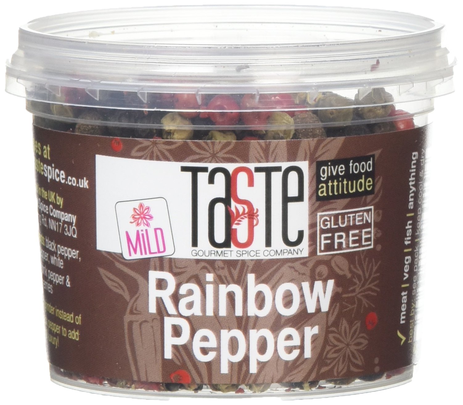 Gourmet Spice Company Rainbow Peppercorns 40 g - Blend of Black, White, Pink, Green Peppercorns & Allspice Berries