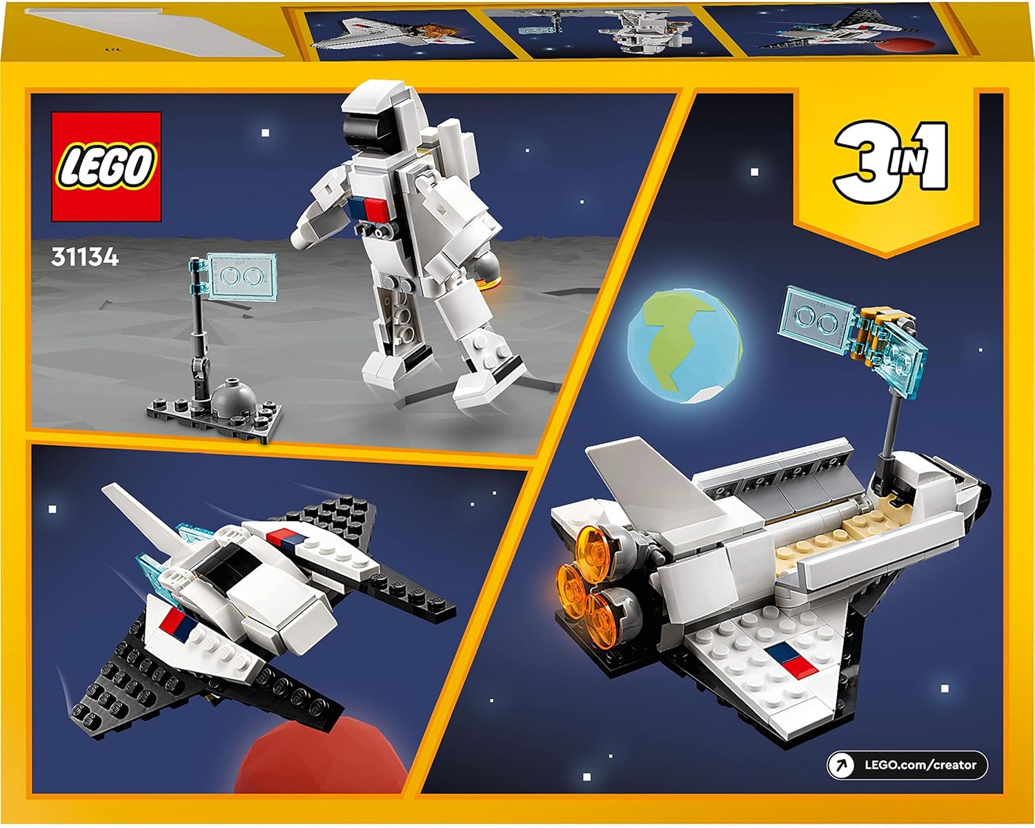 LEGO 31134 Creator 3 in 1 Space Shuttle Toy - Rebuildable Space Playset for Kids 6+ 9