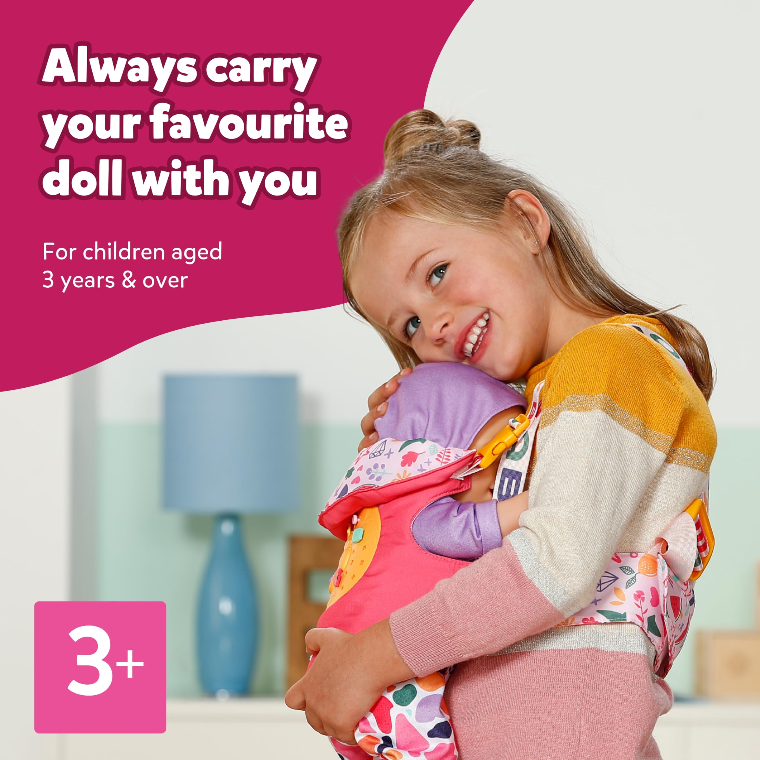 BABY born Baby Carrier Pin-Play - Adjustable Harness, Customizable Design | Pink 6