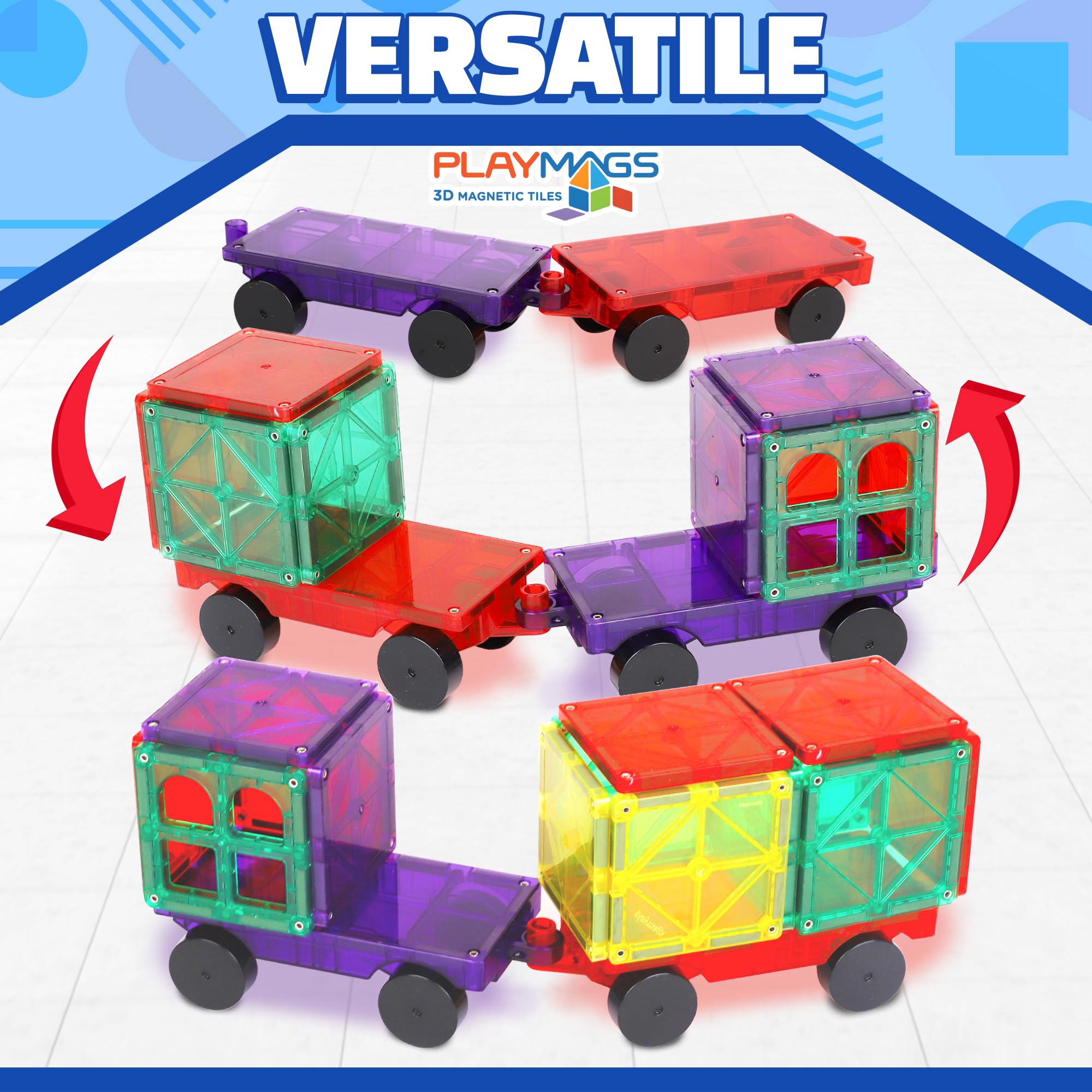 Playmags 3D Magnetic Blocks - 2-Piece Magnetic Car Set for Kids 12