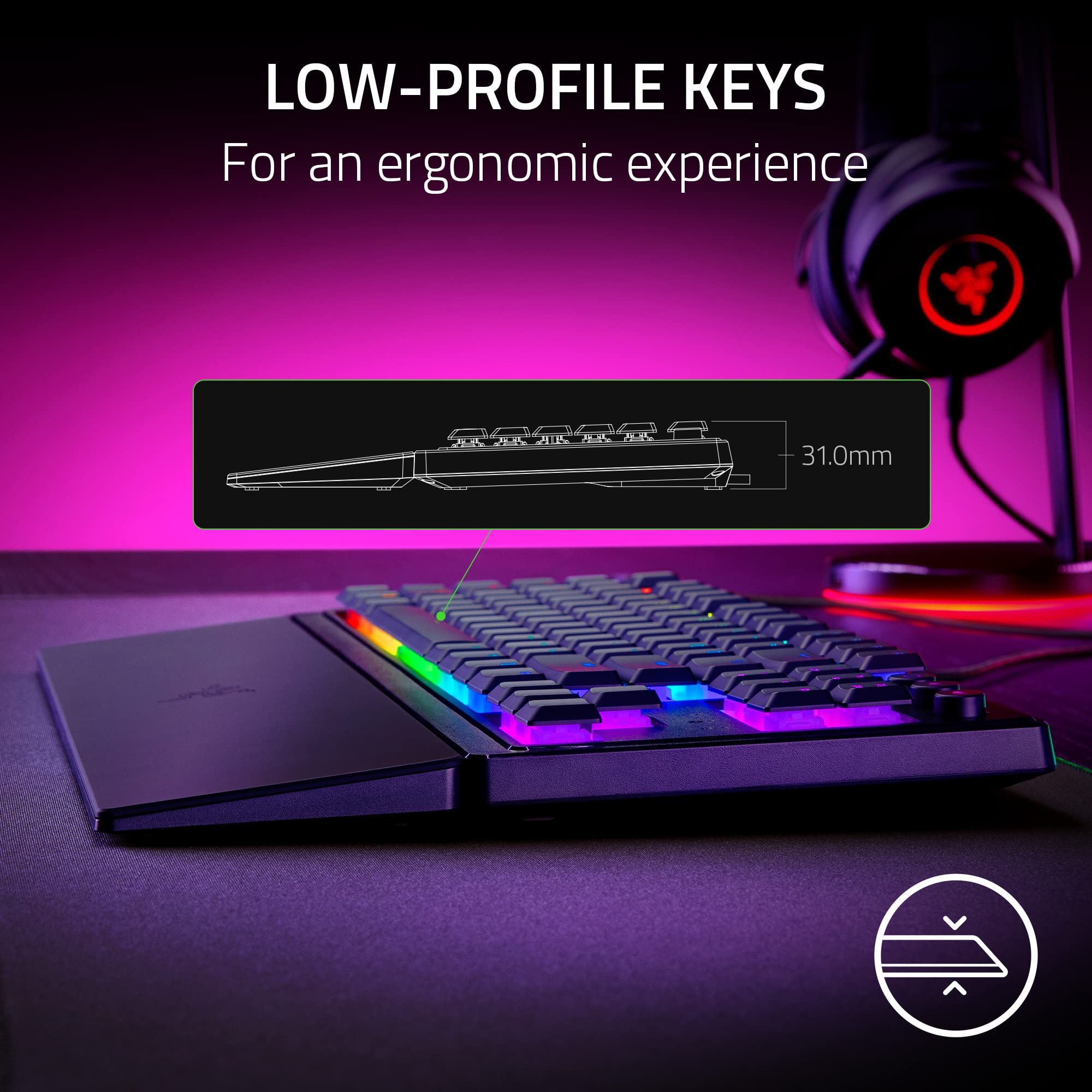 Razer Ornata V3 Tenkeyless Gaming Keyboard - Low Profile, Mecha-Membrane Switches, RGB, UK Layout 2