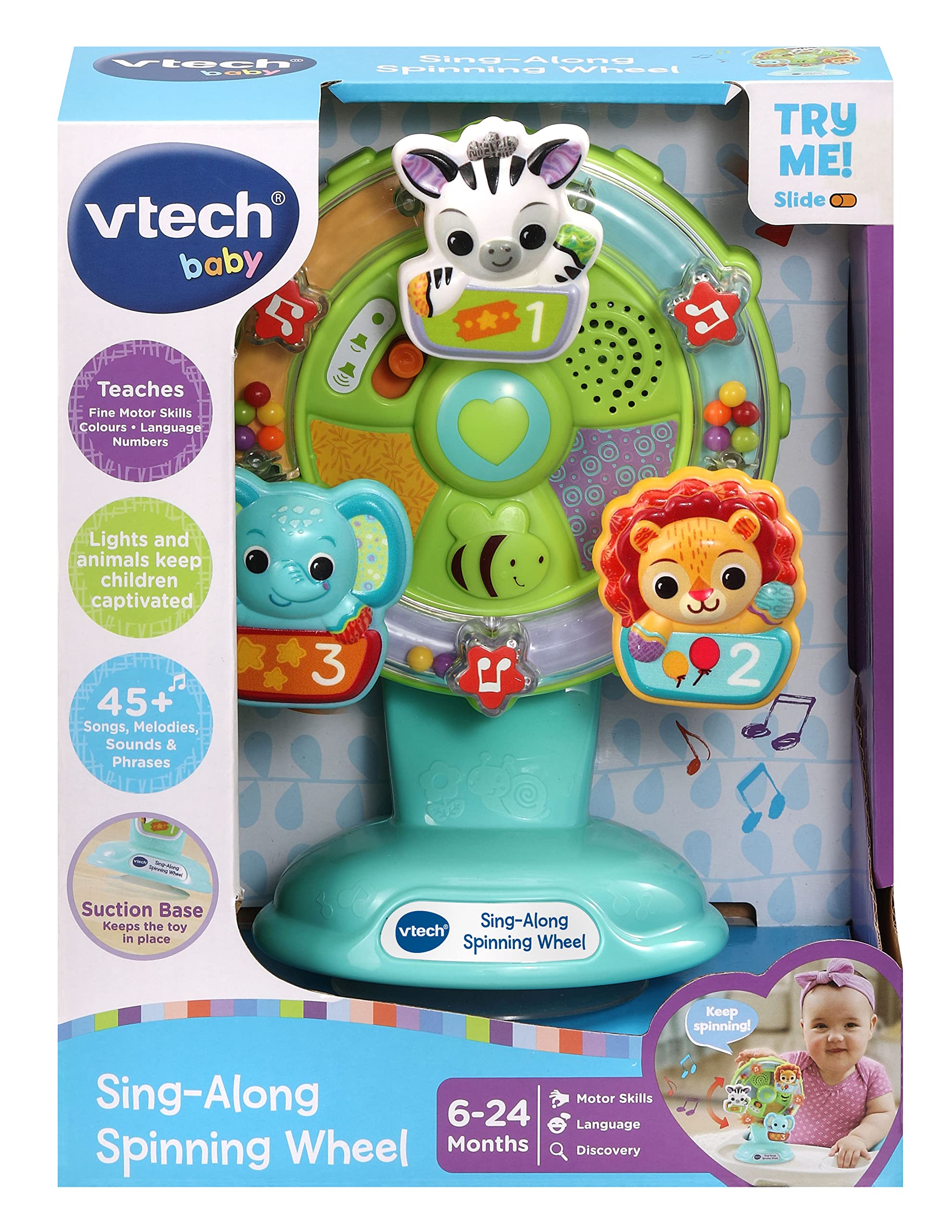 VTech Baby Sing Along Spinning Wheel - Sensory Development & Motor Skills | Ages 6-24 Months 4