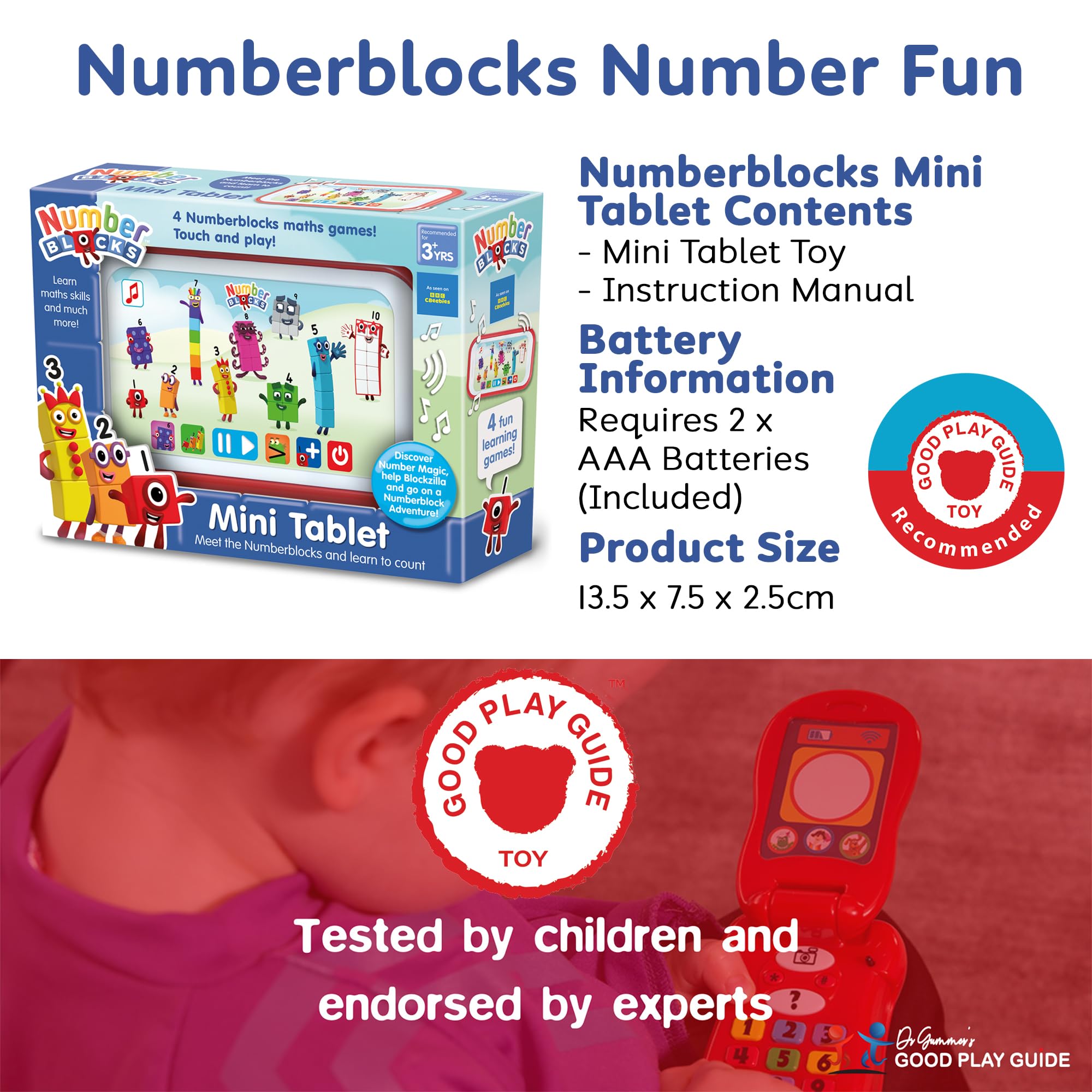 Numberblocks Mini Tablet Toy - Interactive Educational Playset for Toddlers 18 Months+ 5