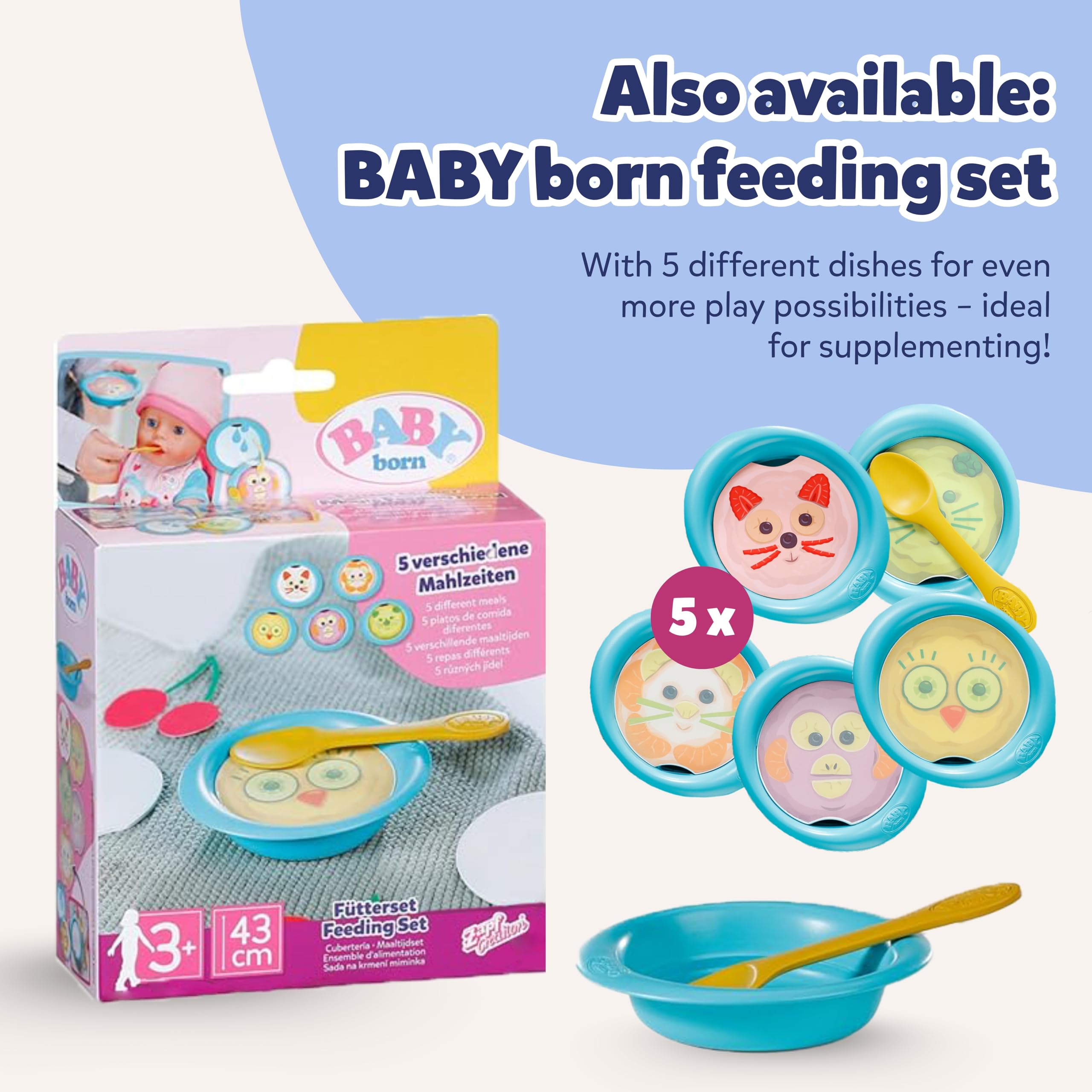 BABY born Feeding Table with Light & Sound Function - Interactive Playset for 43 cm Dolls 13