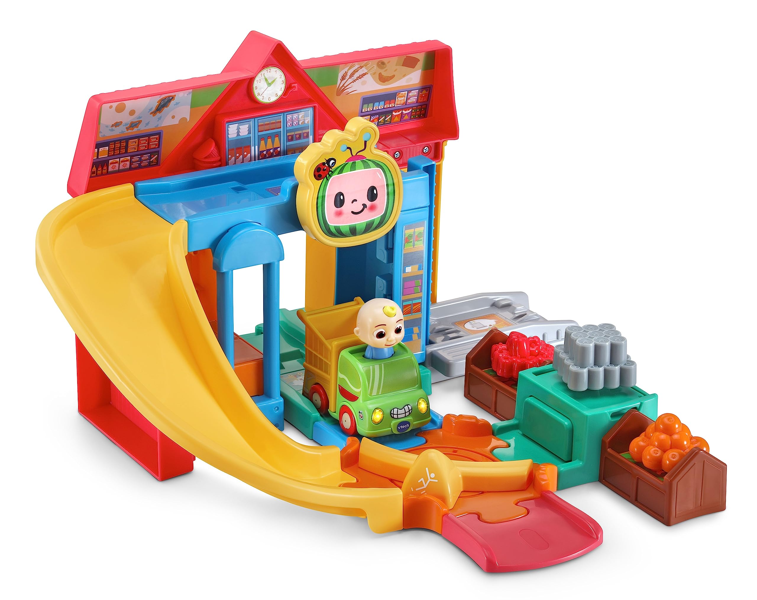 VTech CoComelon Toot-Toot Drivers Cart Racers Grocery Store Track Set - Interactive Play for Ages 18 Months to 5 Years