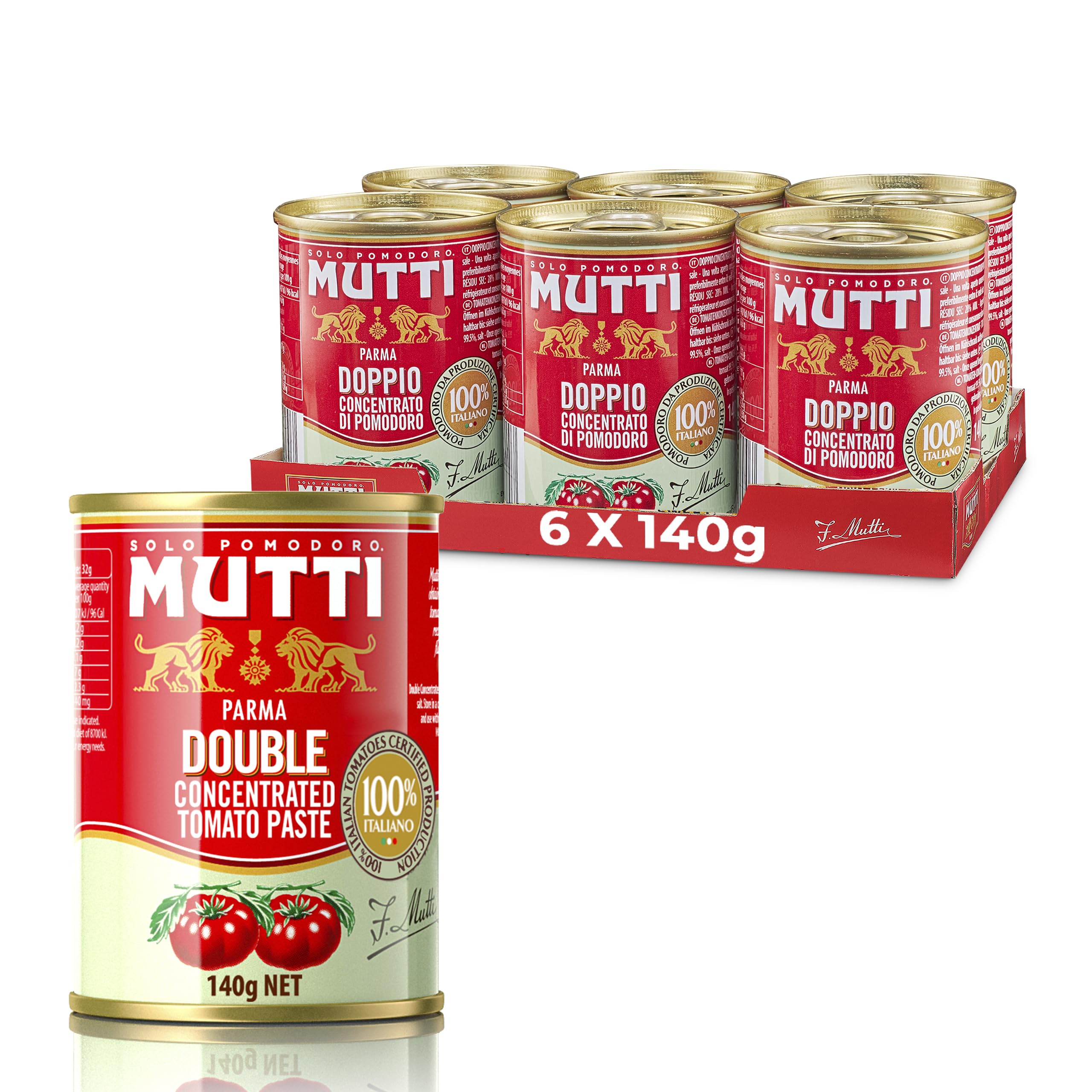 Mutti Double Concentrate Tomato Puree - Intense Flavor | 6 x 140g Tubes