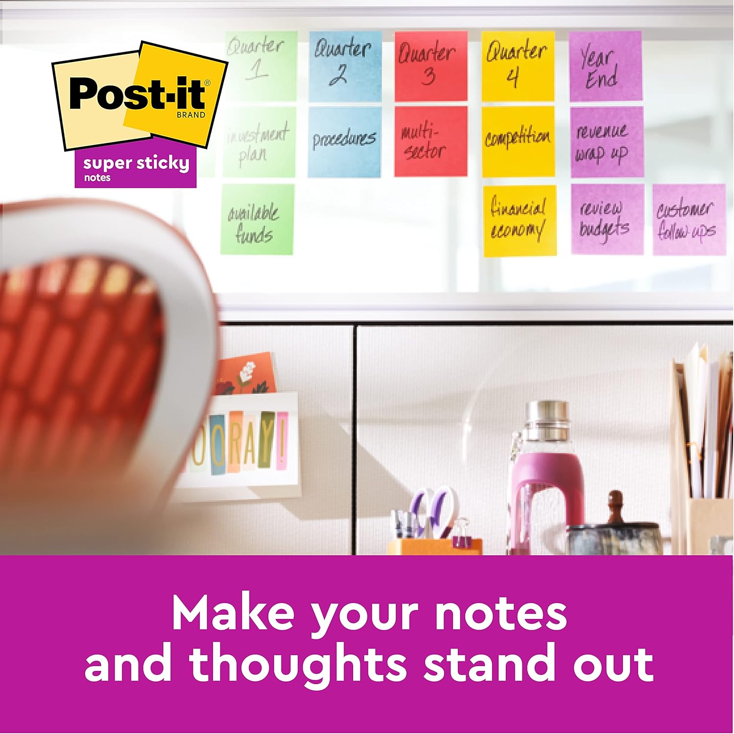 Post-it Super Sticky Notes, Pack of 6 Pads, 90 Sheets/Pad, 76mm x 127mm, Ideal for Desk, Office, School and Memos, Miami Colour Collection 8