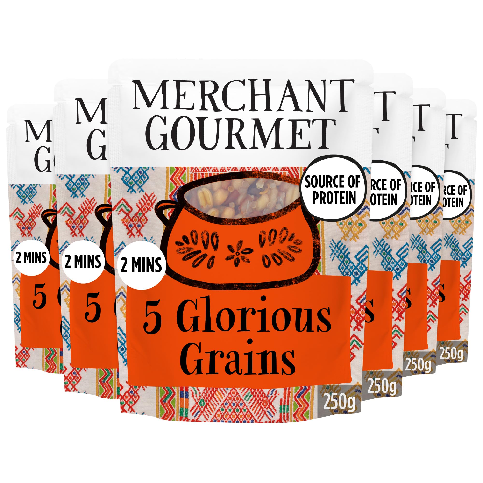 Merchant Gourmet Simply Cooked Glorious Grains with Red Rice & Quinoa - 6 x 250g Pouches