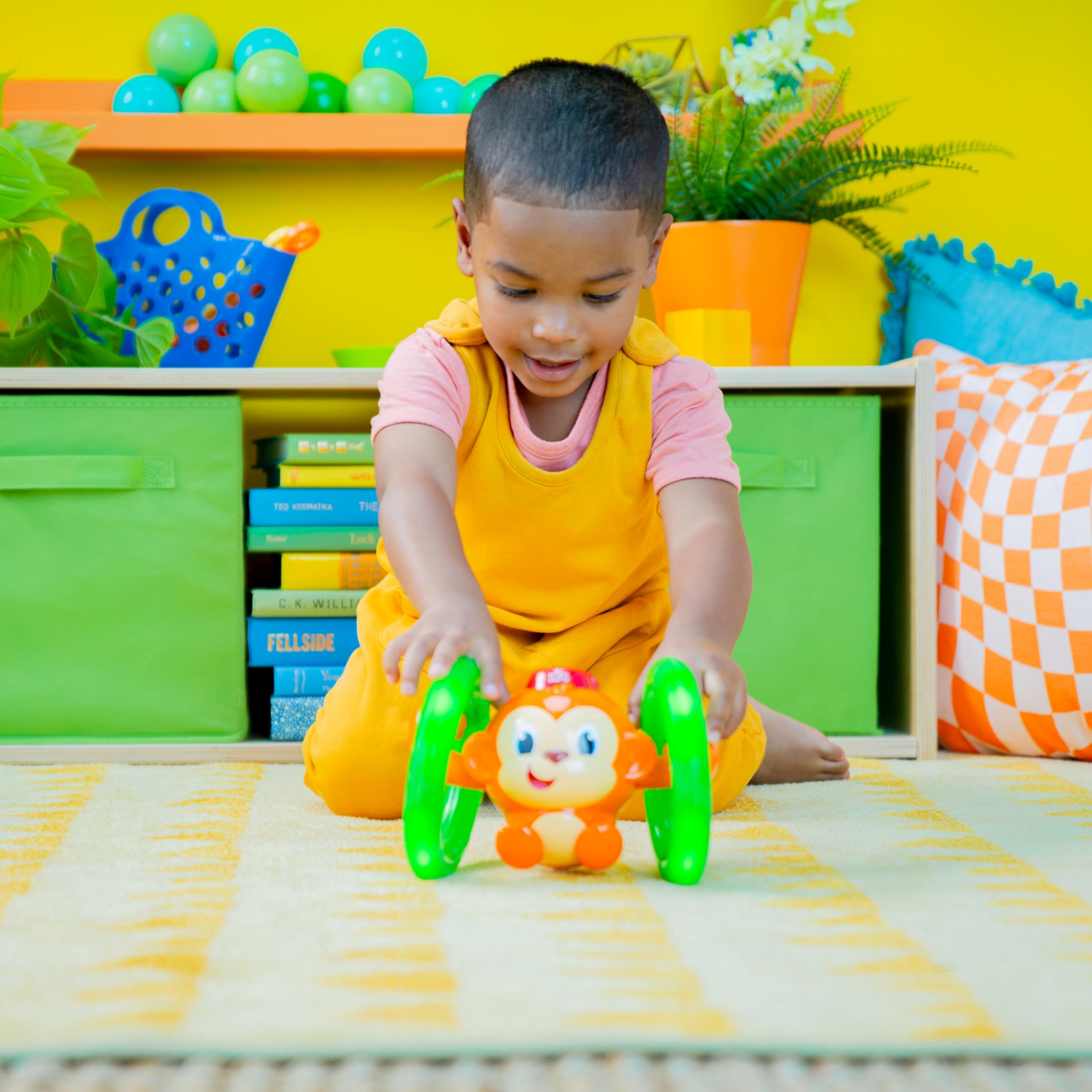 Bright Starts Roll and Glow Monkey - Light-Up Rolling Toy with Music for Babies 6M+ 13
