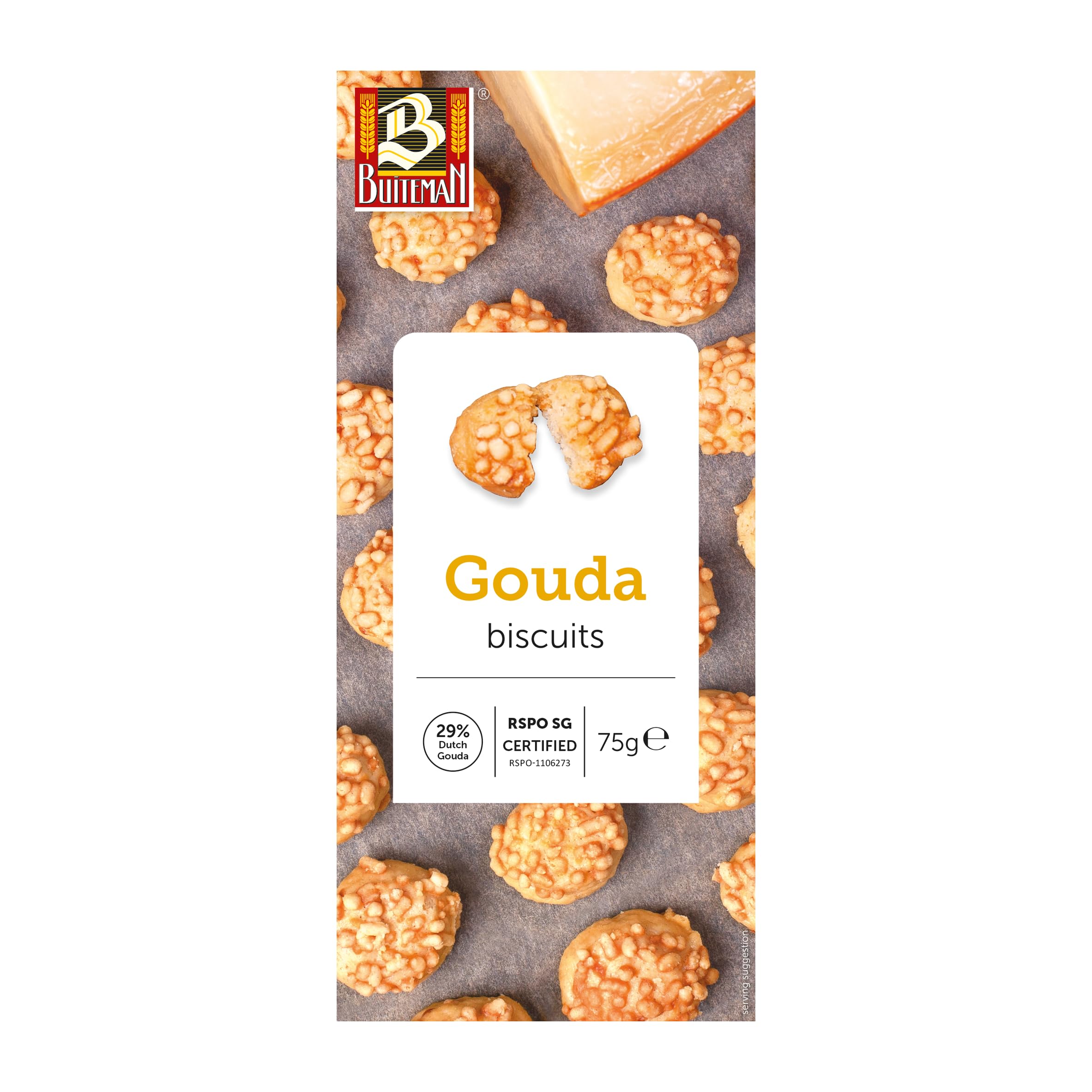 Buiteman Gouda Biscuit 75g - Savoury Crumble Biscuit with Aged Cheese Flavor 1