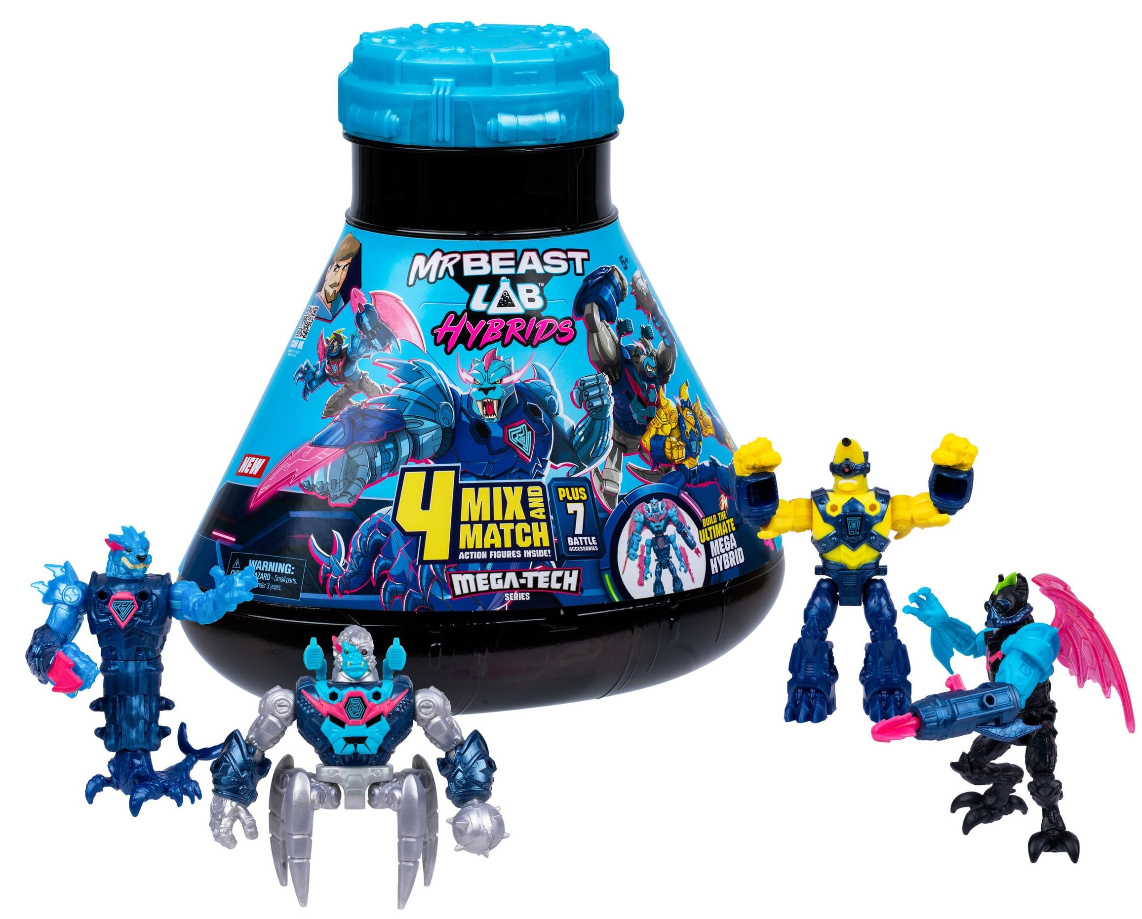 MrBeast Lab Hybrids Mega Pack - 4 Mix & Match Action Figures, 7 Accessories