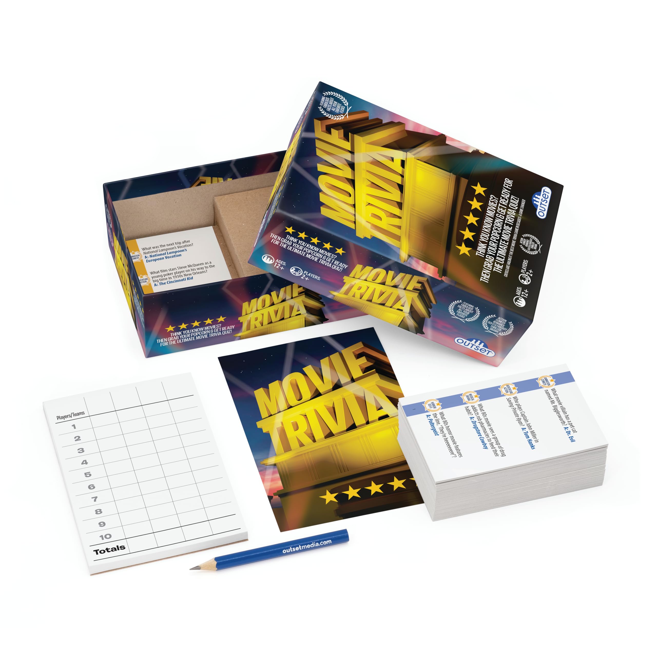 Outset Media Movie Trivia Quiz Game – 800 Movie-Themed Questions Card Game